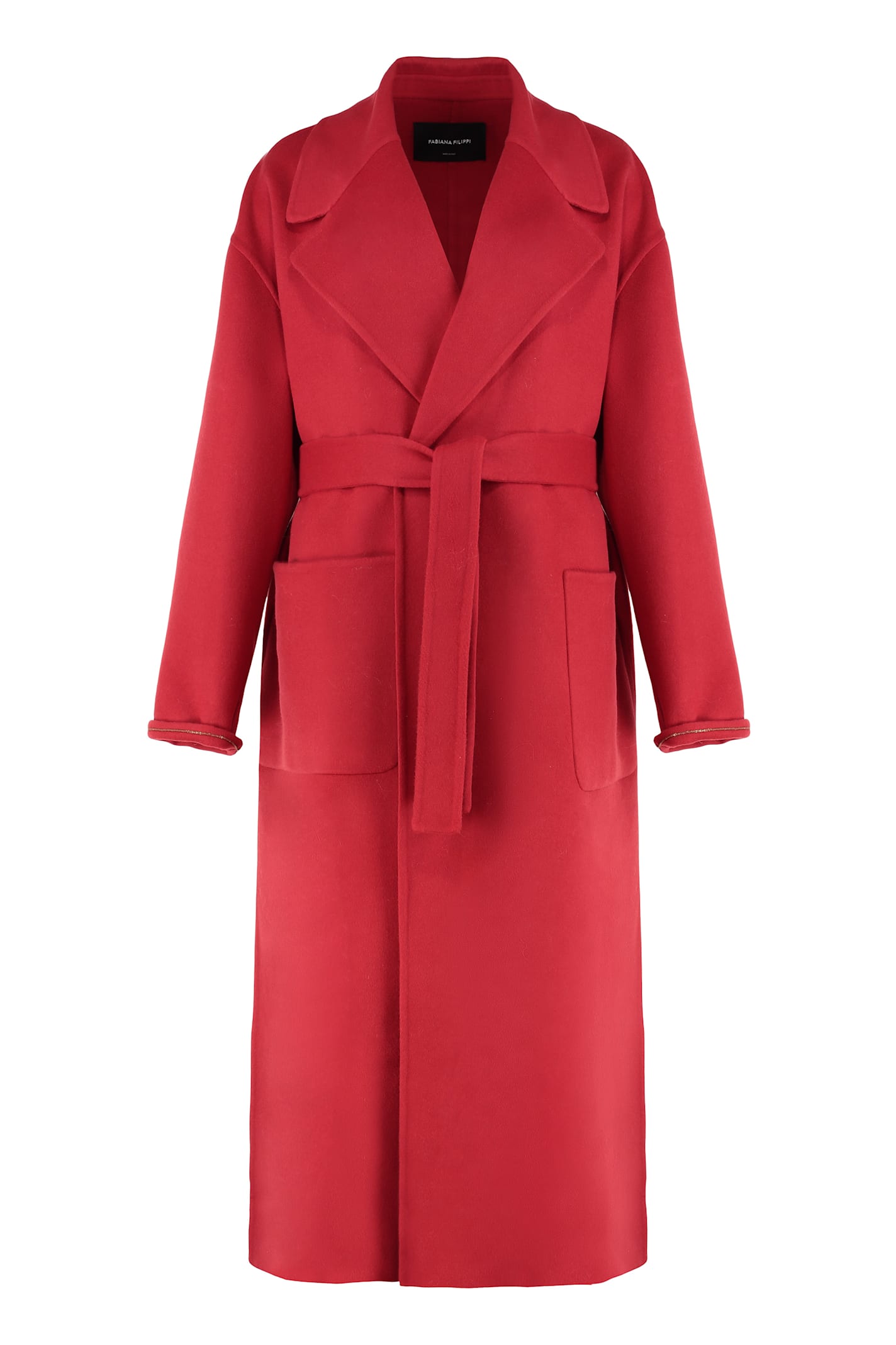 Fabiana Filippi Coat In Double Wool And Cashmere In Red
