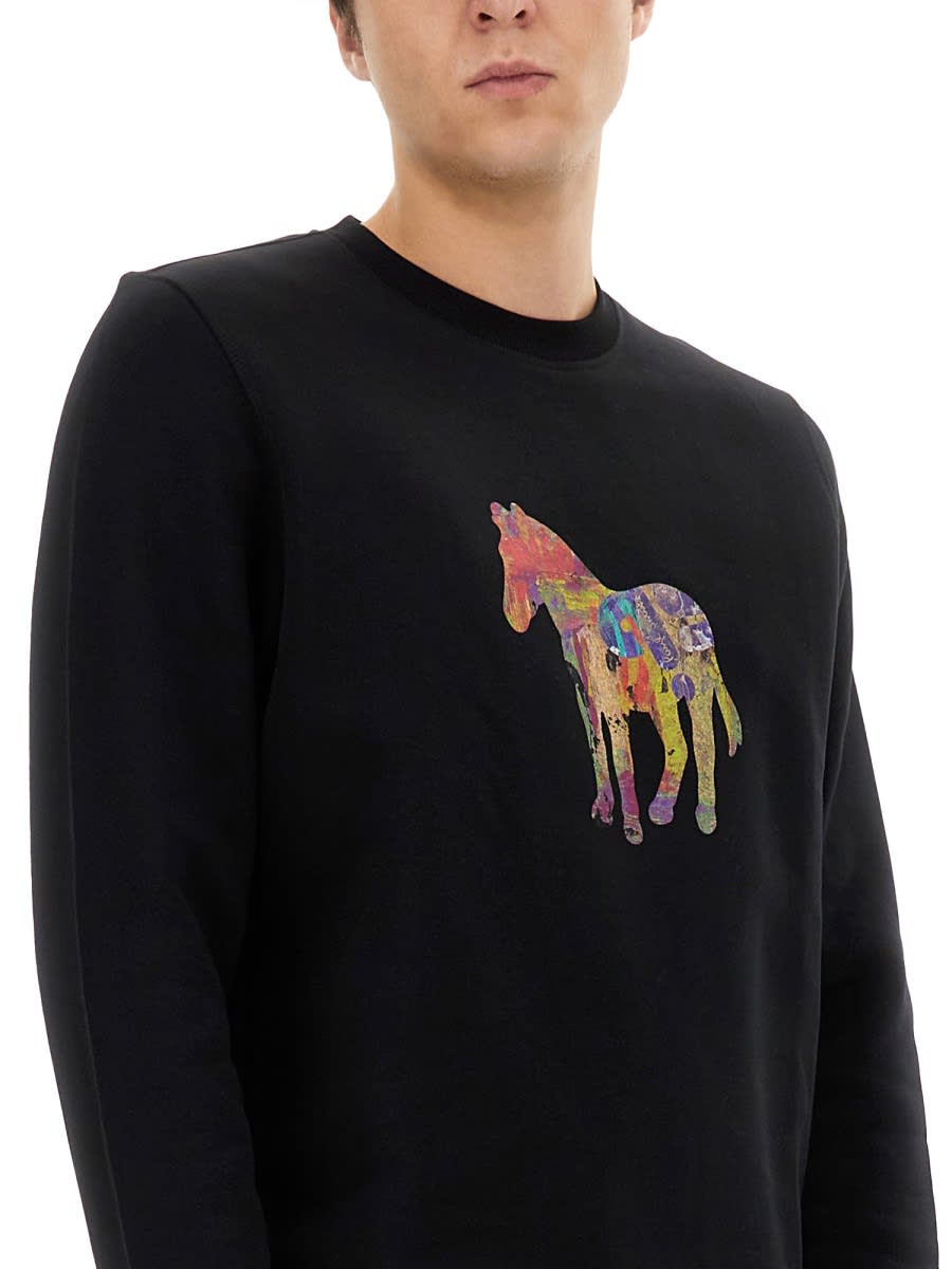 Ps By Paul Smith Ps Paul Smith Zebra Printed Crewneck Sweatshirt In Black
