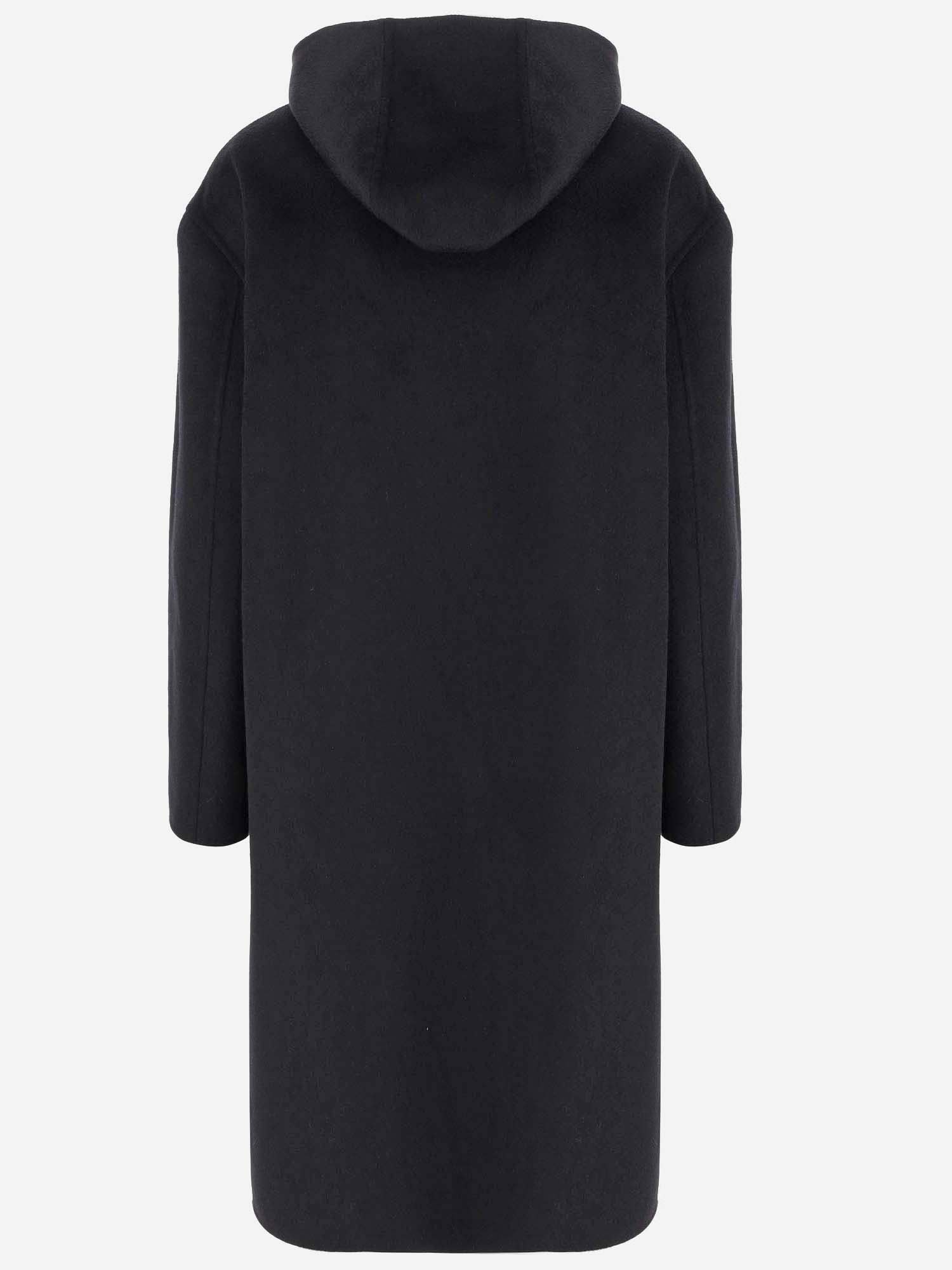 Shop Giorgio Armani Double Cashmere Blend Cloth Coat In Black