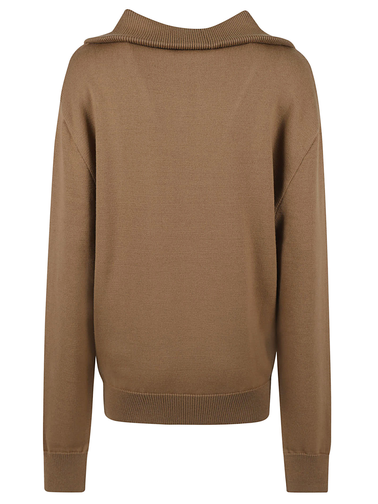 Shop Courrèges Zip Placket Jumper In Toffee