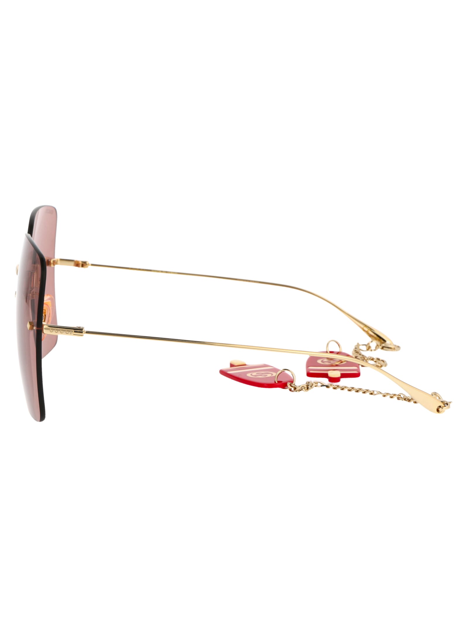 Shop Gucci Gg1147s Sunglasses In 005 Gold Gold Red