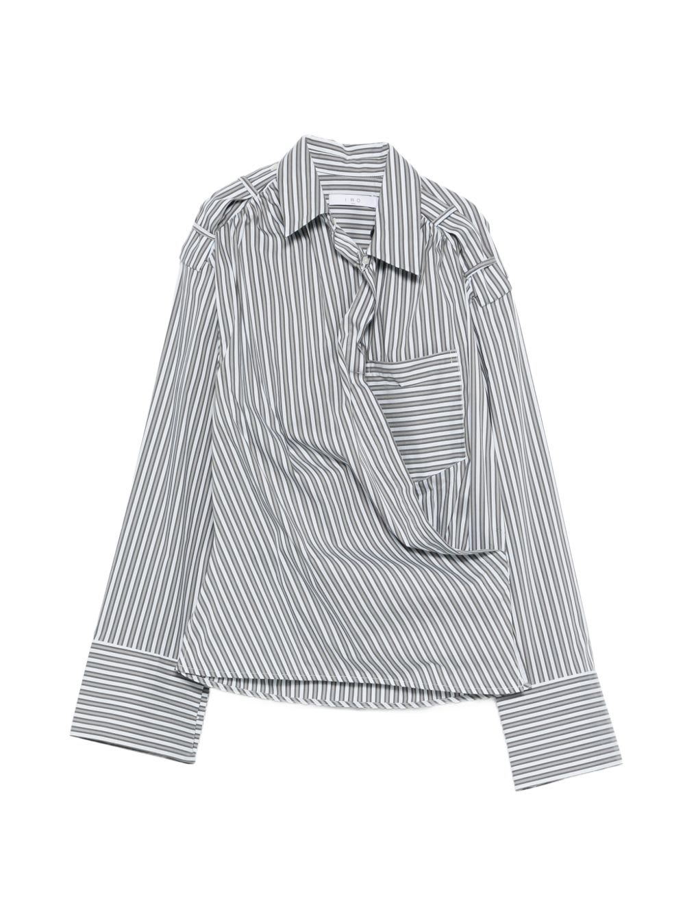 Iro Lace Striped Cotton Shirt In Blue
