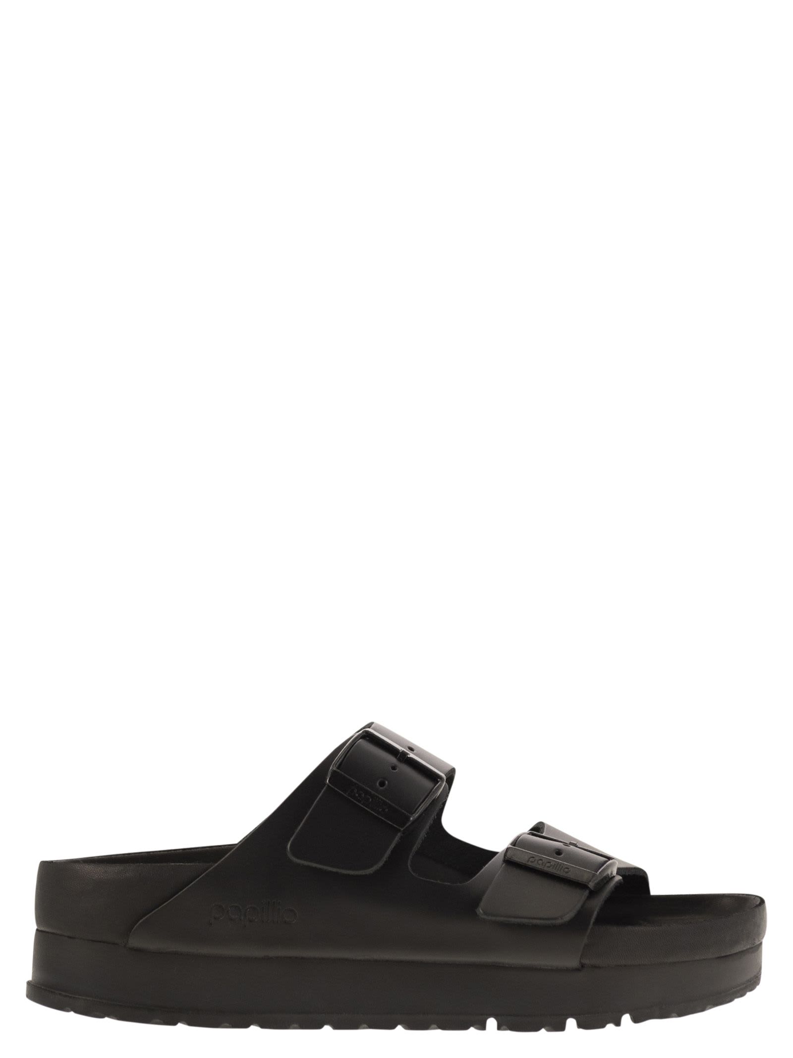 Shop Birkenstock Arizona Platform - Slipper With Leather Buckles In Black