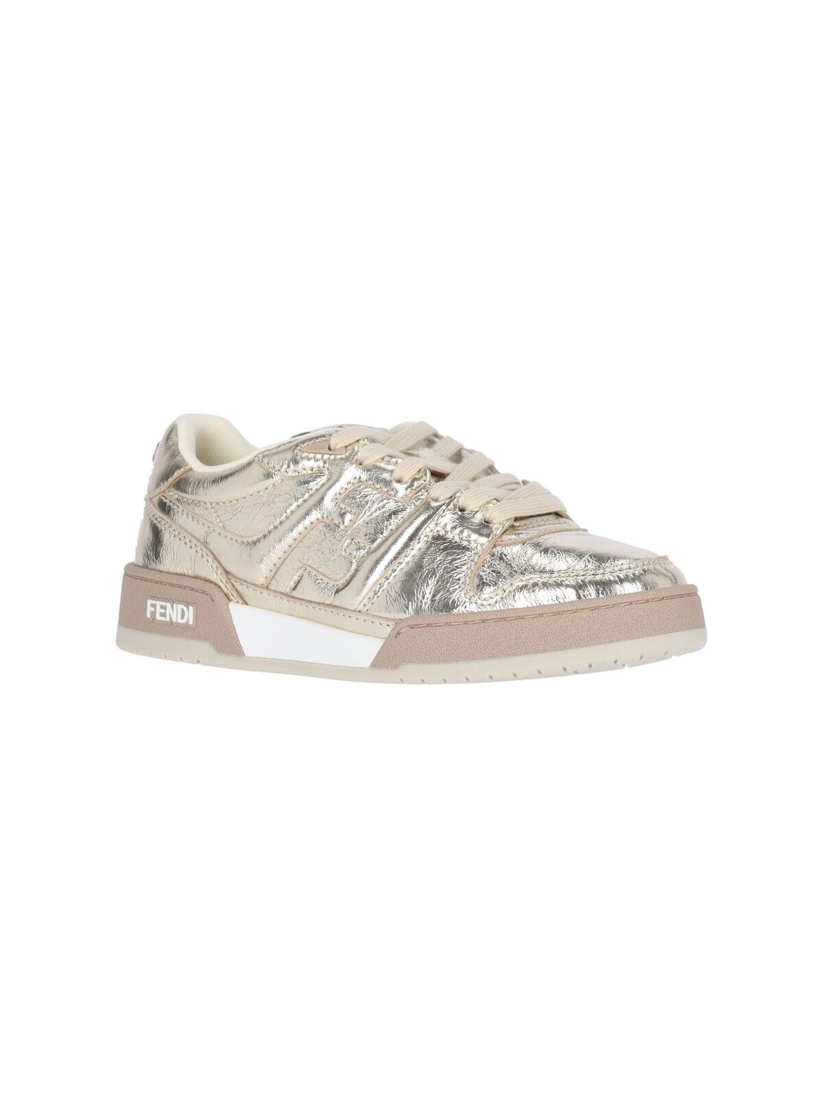 Shop Fendi Match Low-top Sneakers In Light Gold