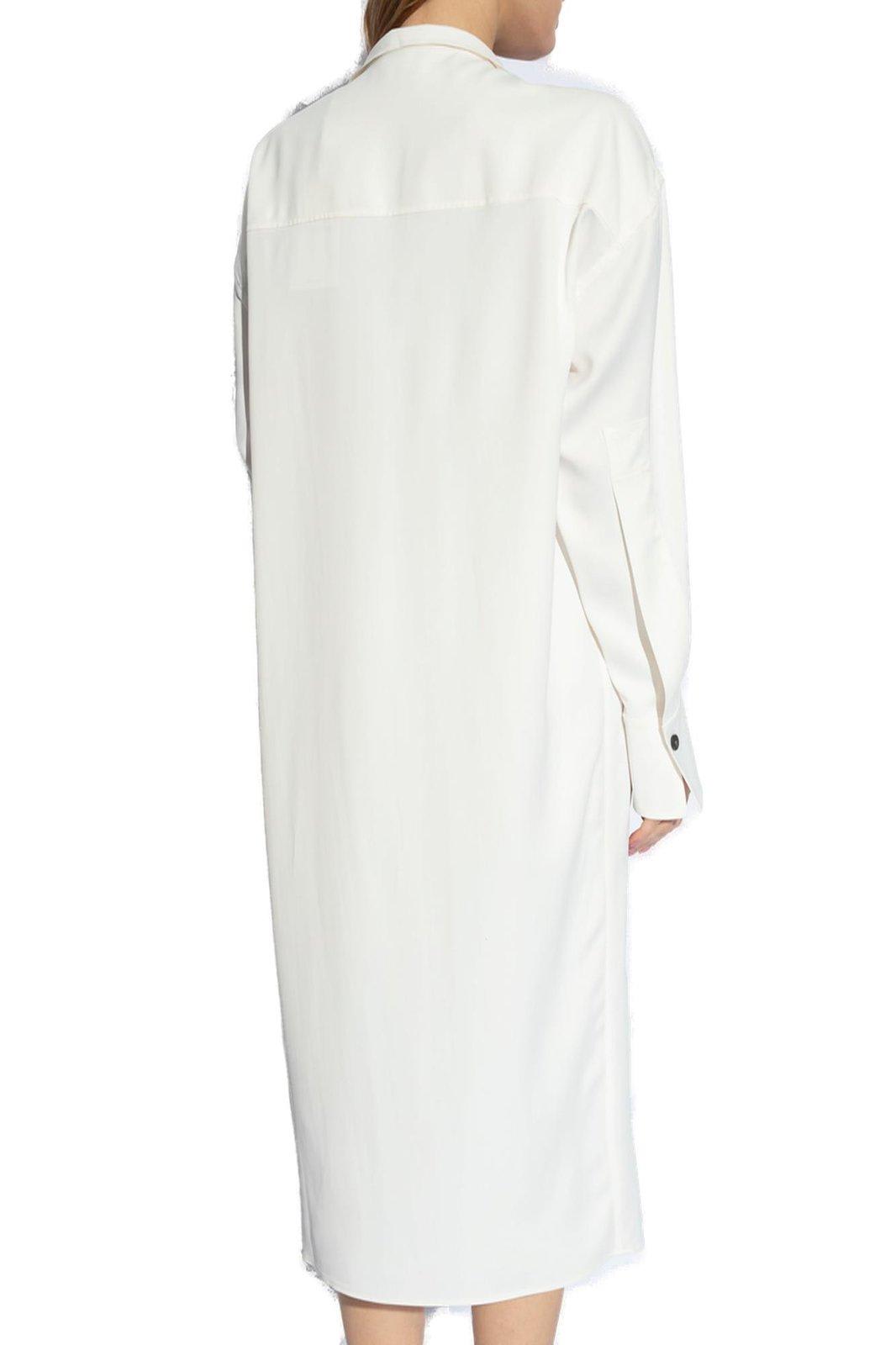 Shop Ferragamo V-neck Shirt Dress In White
