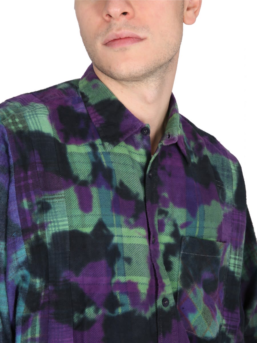 Needles Distressed Effect Pleated Flannel Shirt In Multi