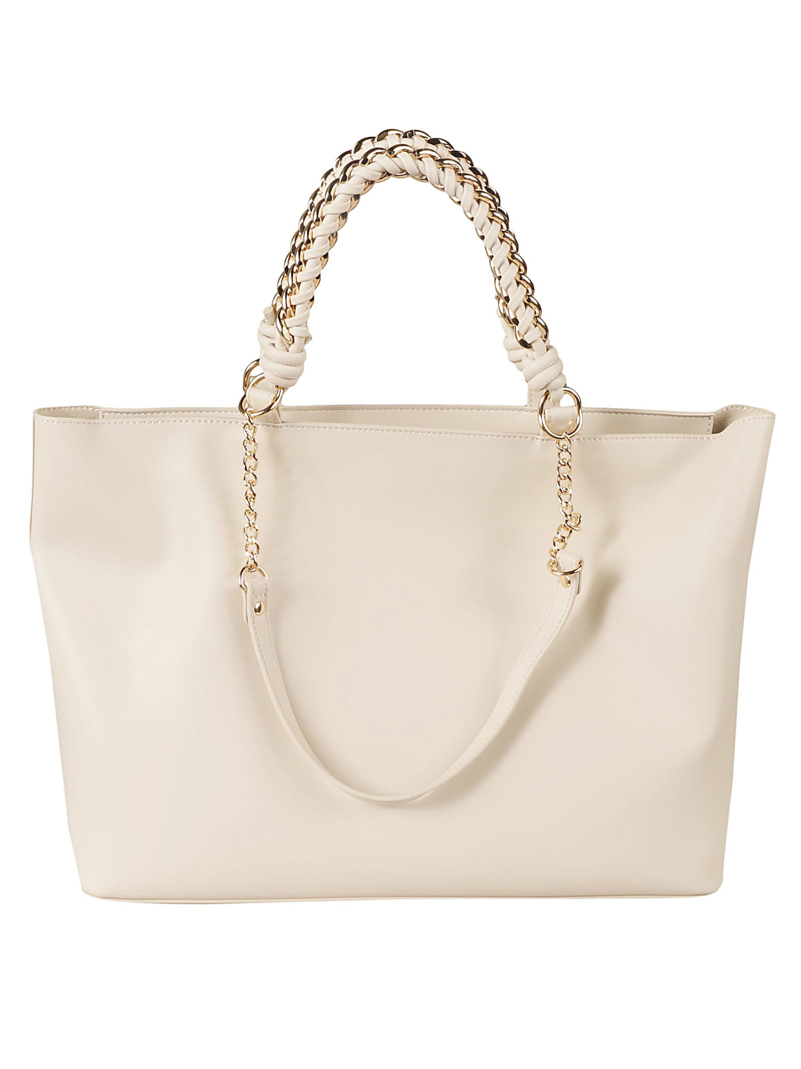Shop Love Moschino Signature Logo Detail Chain Embellished Tote In Avorio