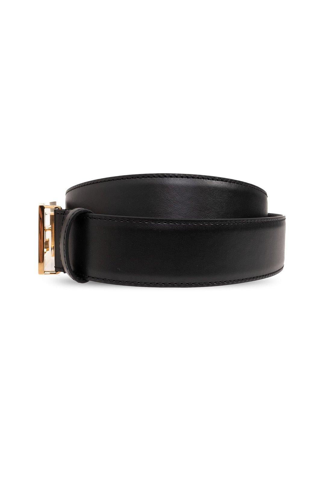 Shop Versace Greca Logo Engraved Belt In Blackgold