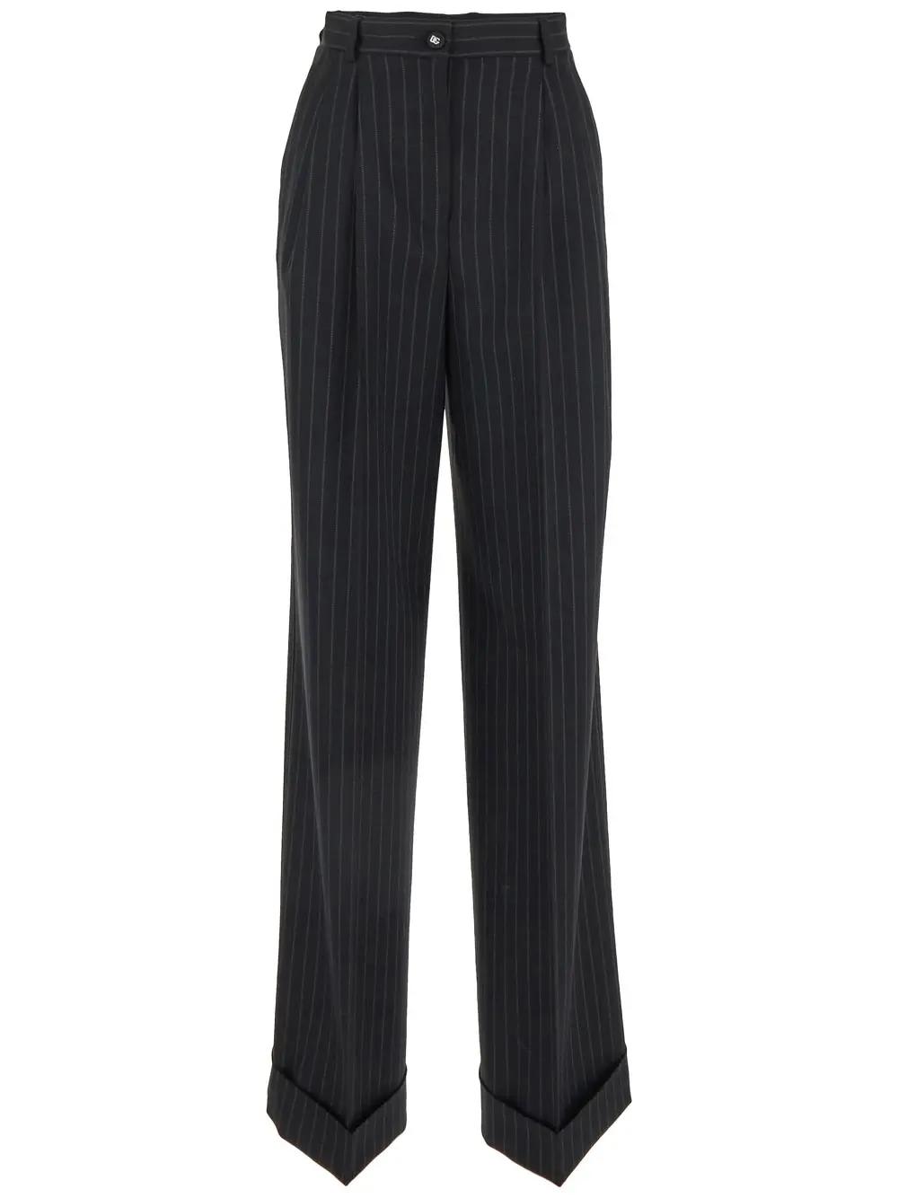 Shop Dolce & Gabbana Wool Trousers In Black/white
