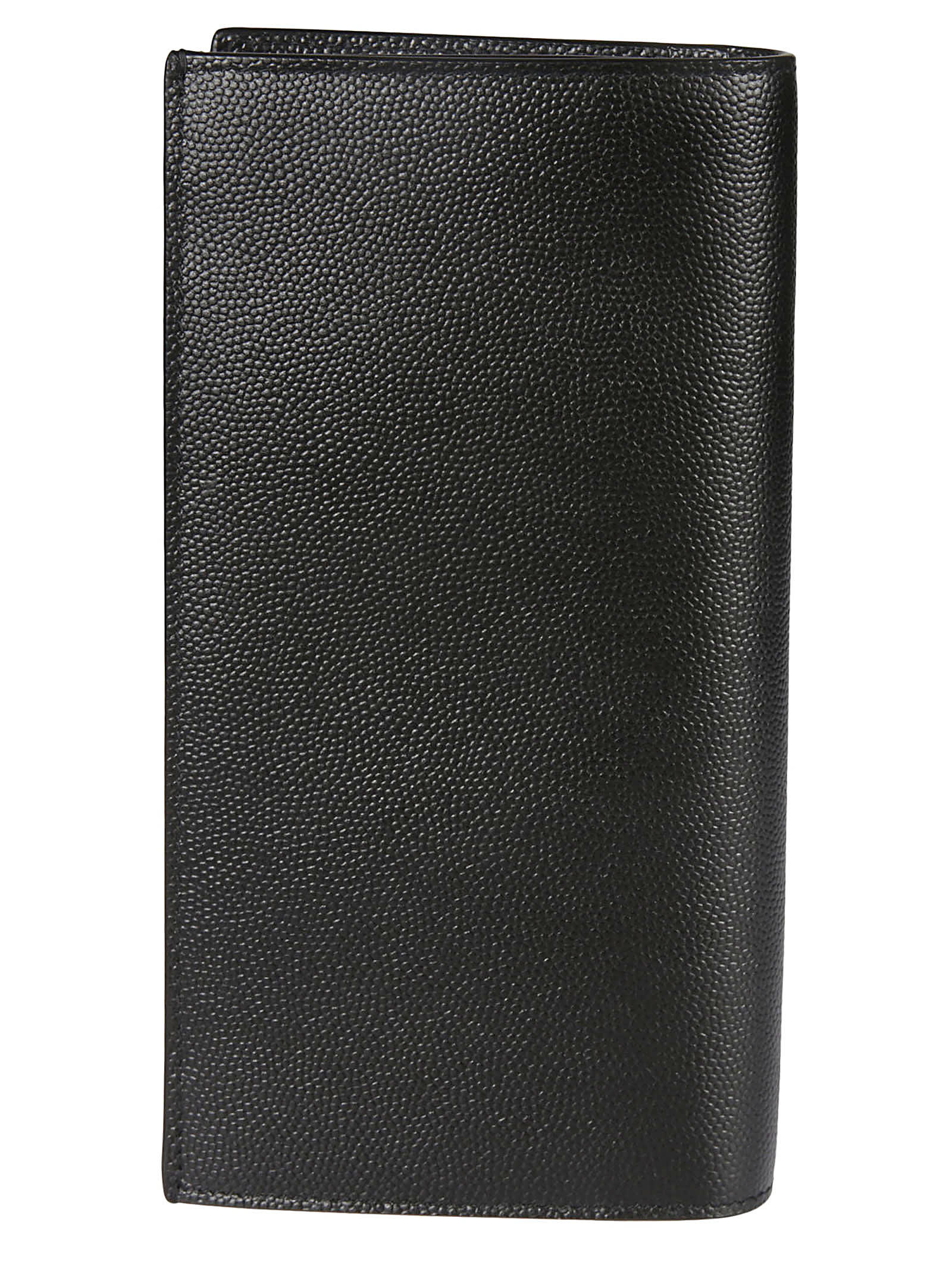 Saint Laurent Grain De Poudre Leather Bi-fold Card Wallet Accessories In Black