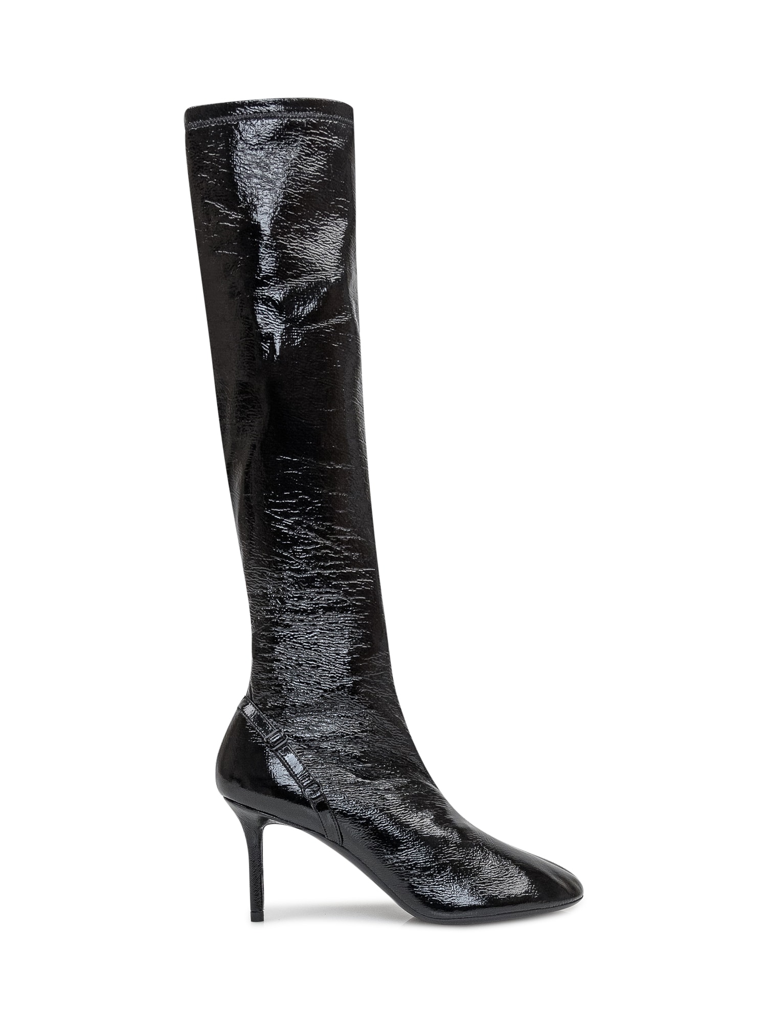 Shop Courrèges Oblique Strap Boots In Black