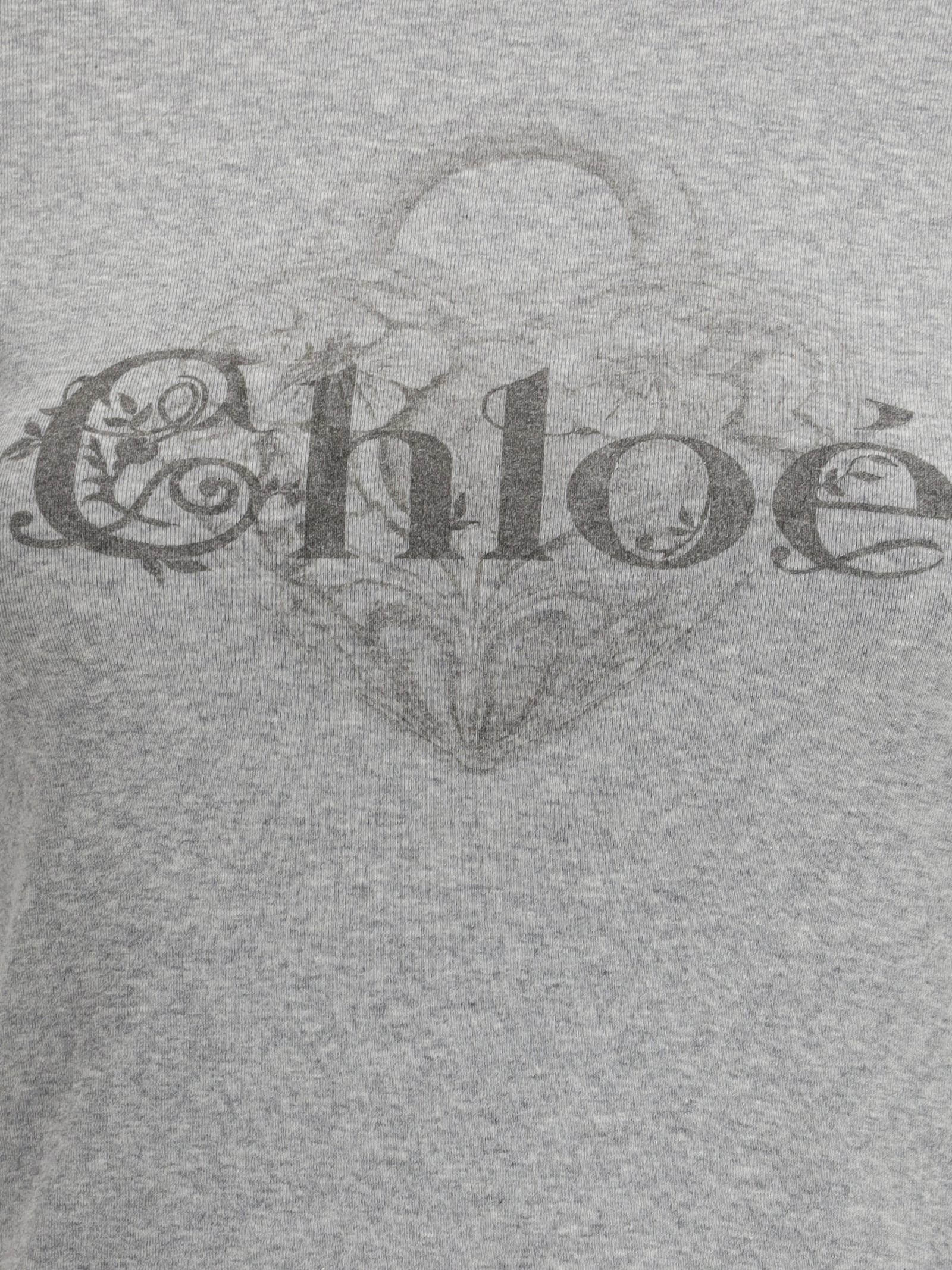 Chloé Baby Fit Logo T-shirt In Cotton Jersey In Gray