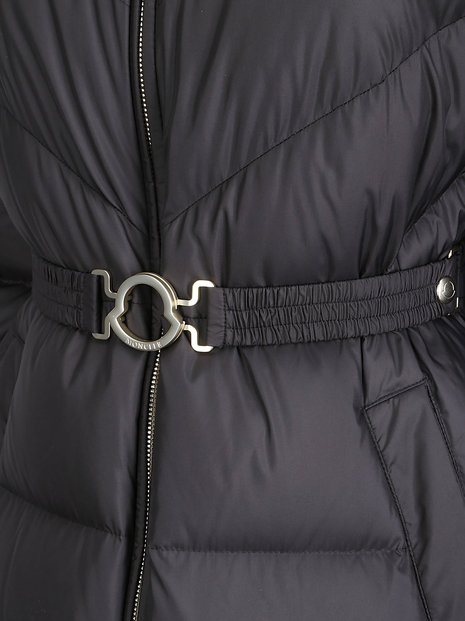 Shop Moncler Brou Long Coat In Black