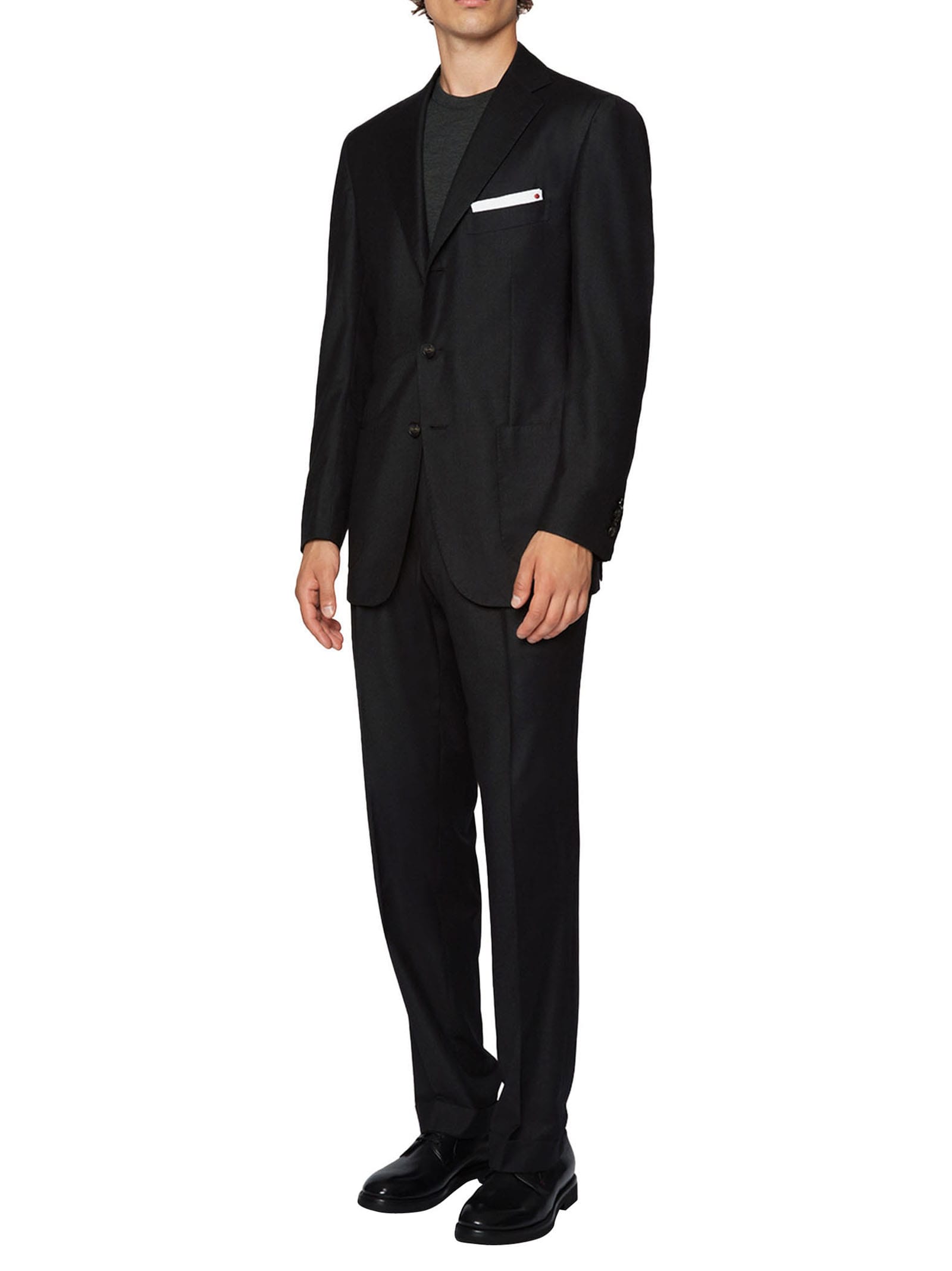 Shop Kiton Suit Wool In Anthracite