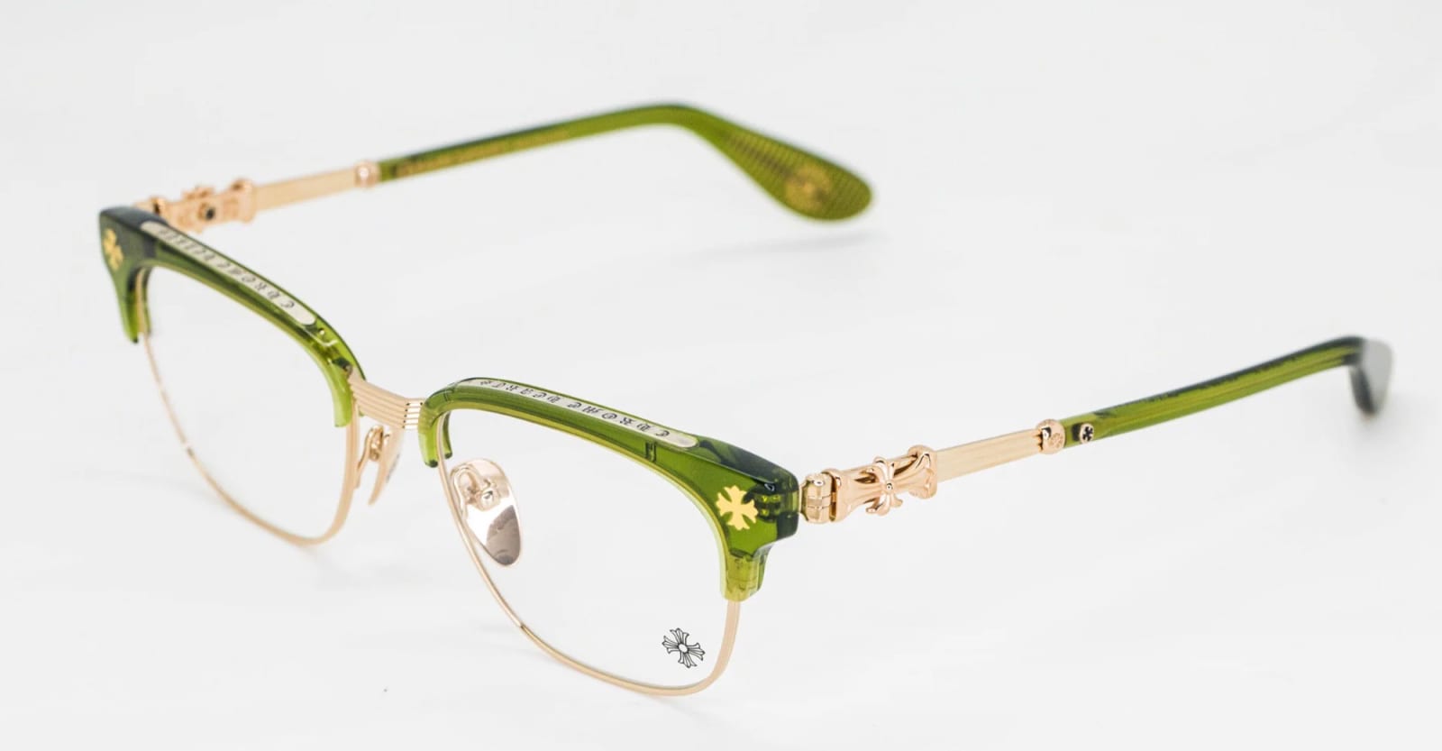 Chrome Hearts Bonennoisseur Ii - Dark Olive / 18k Gold Rx Glasses