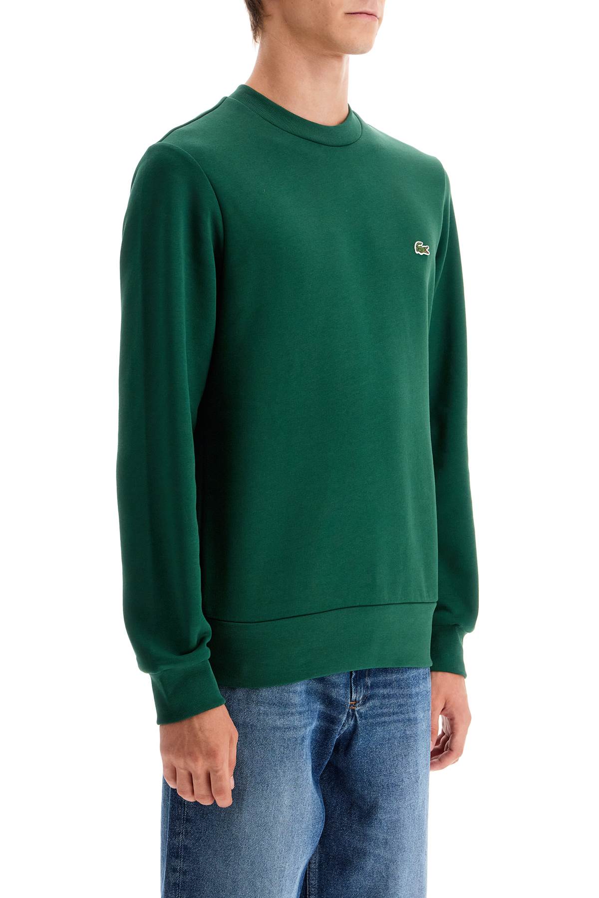 Lacoste Green Brushed Cotton Sweatshirt In Green