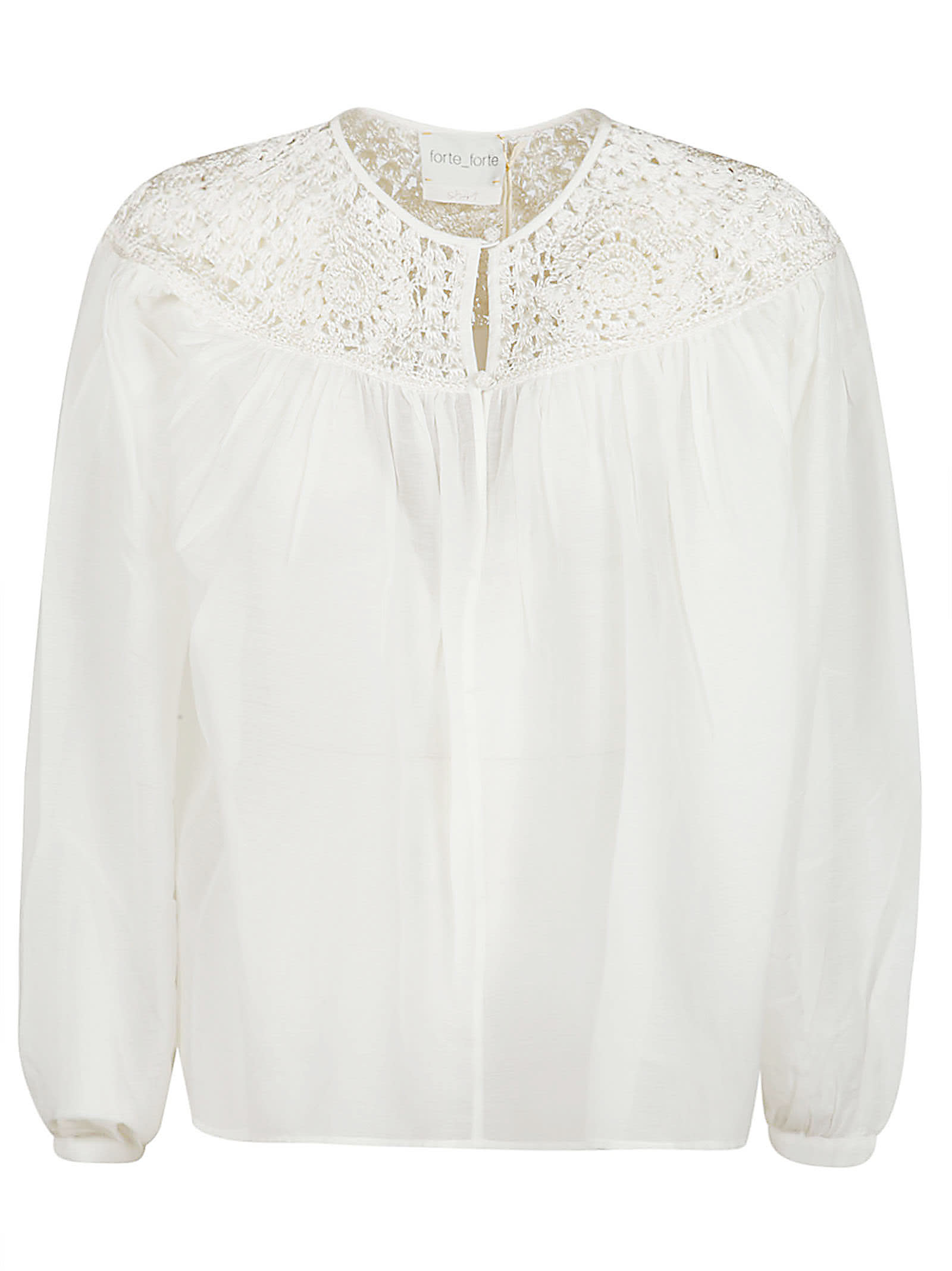 Forte_Forte Perforated Paneled Long-sleeved Blouse