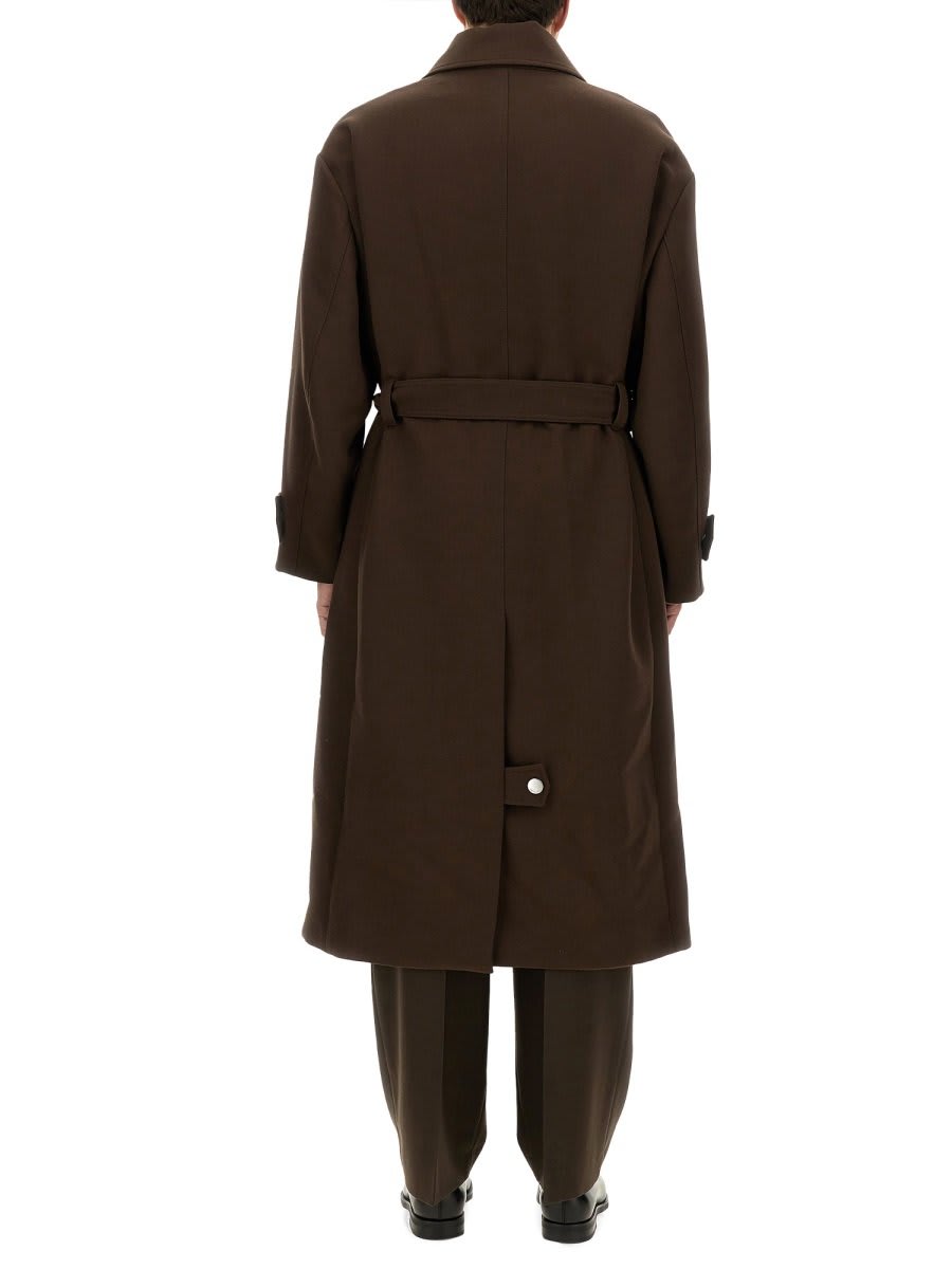 Shop Ami Alexandre Mattiussi Paris Belted Long Oversized Coat In Brown