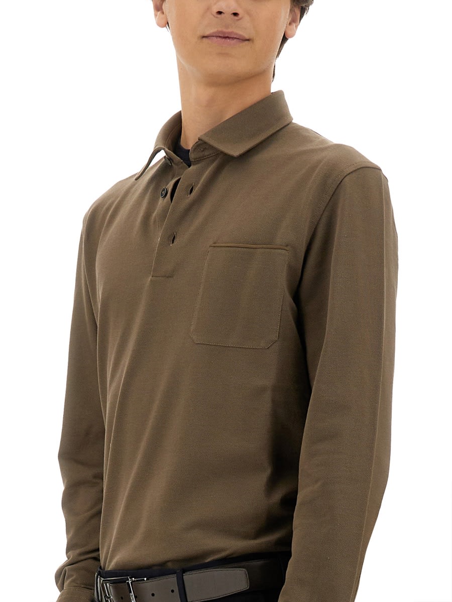 Shop Zegna Cotton Polo In Beige