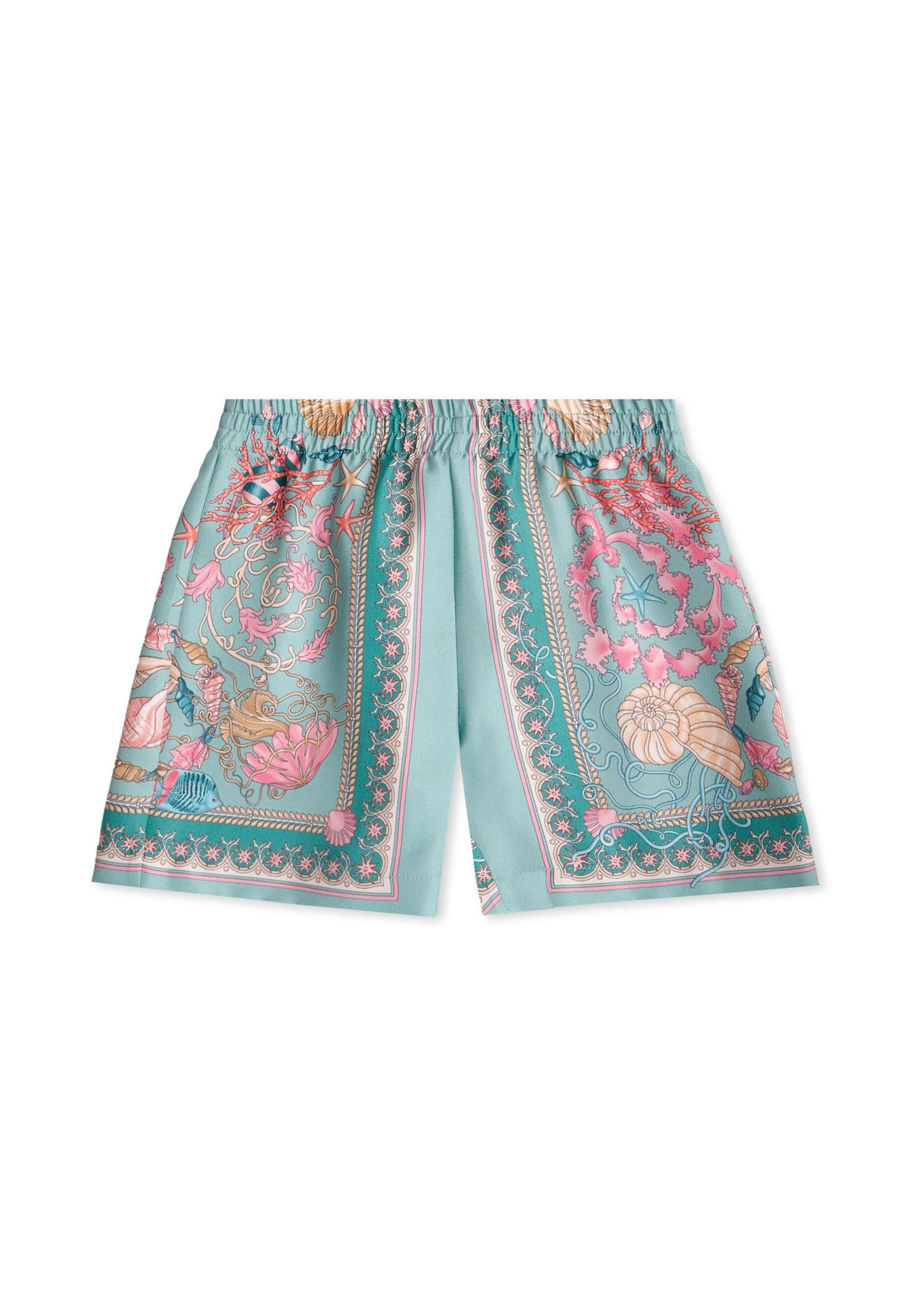 Versace Multicolor La Vacanza Shorts For Baby In Green