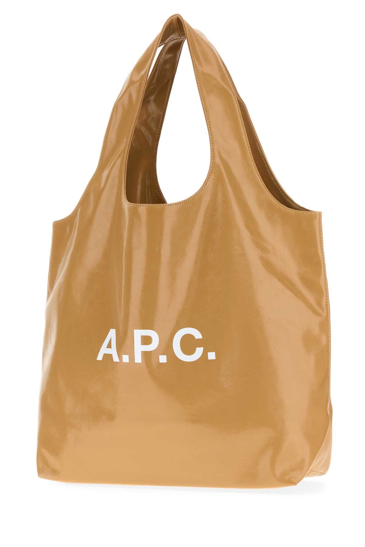 Apc A.p.c. Beige Synthetic Leather Ninon Shopping Bag In Brown
