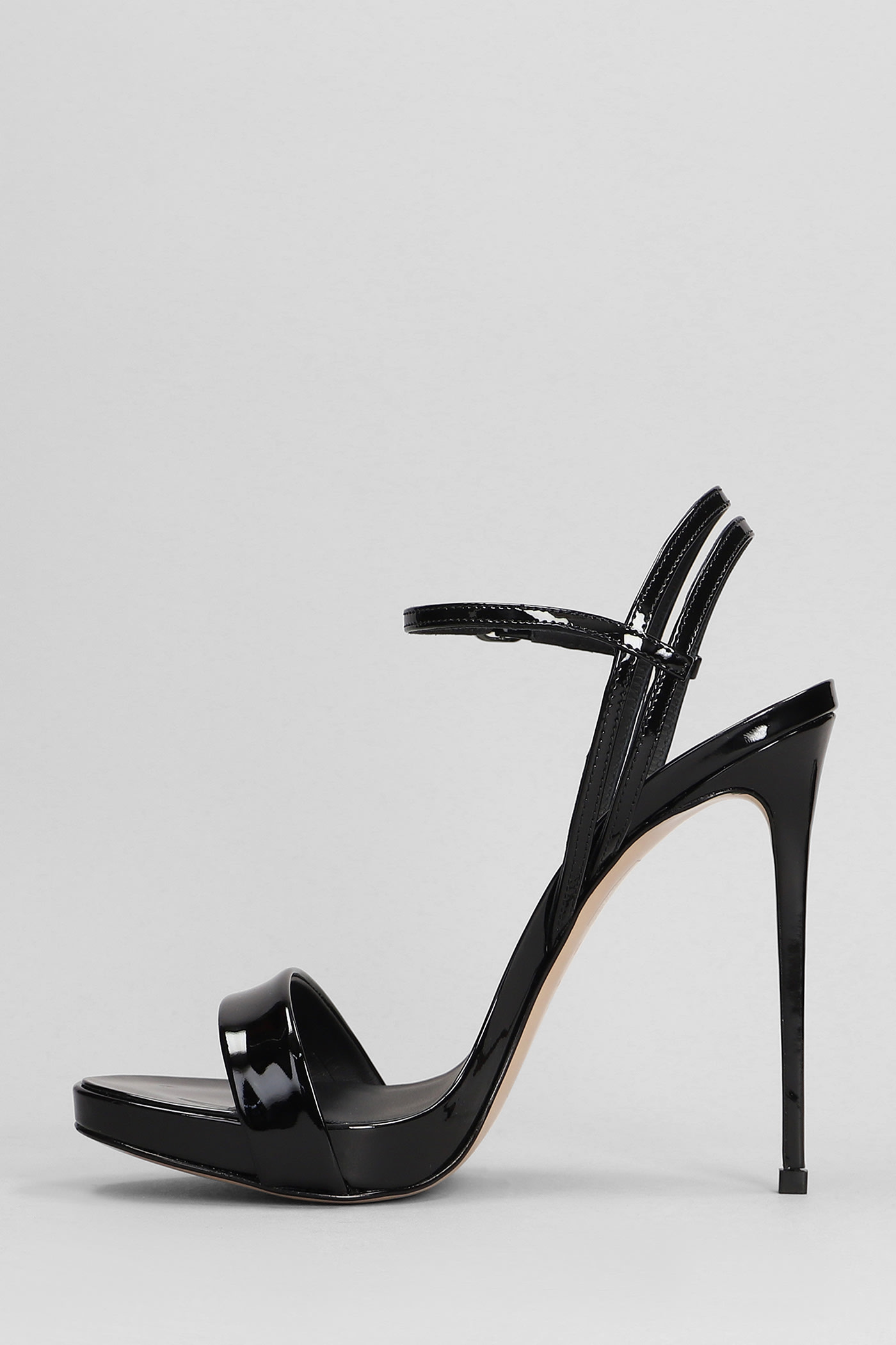 Shop Le Silla Gwen Sandals In Black Patent Leather