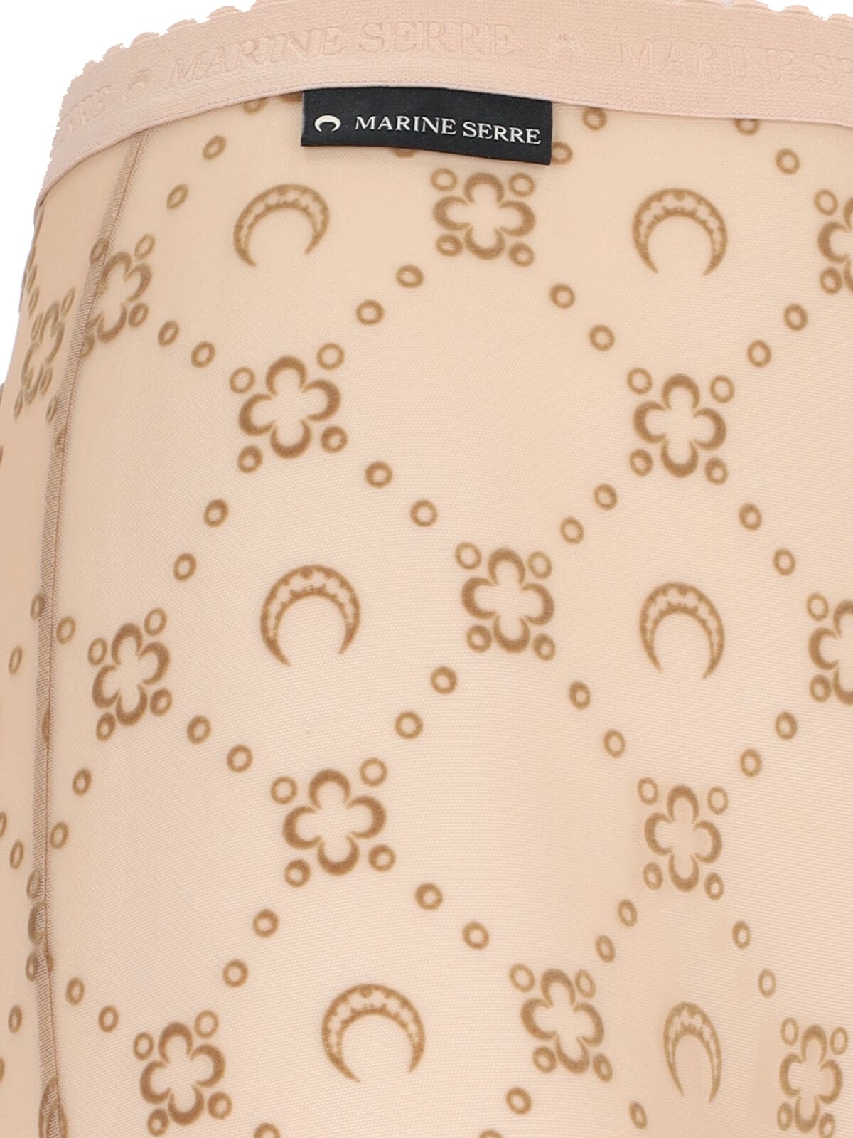 Marine Serre Signature Moonogram Footed Mesh Tights In Pink