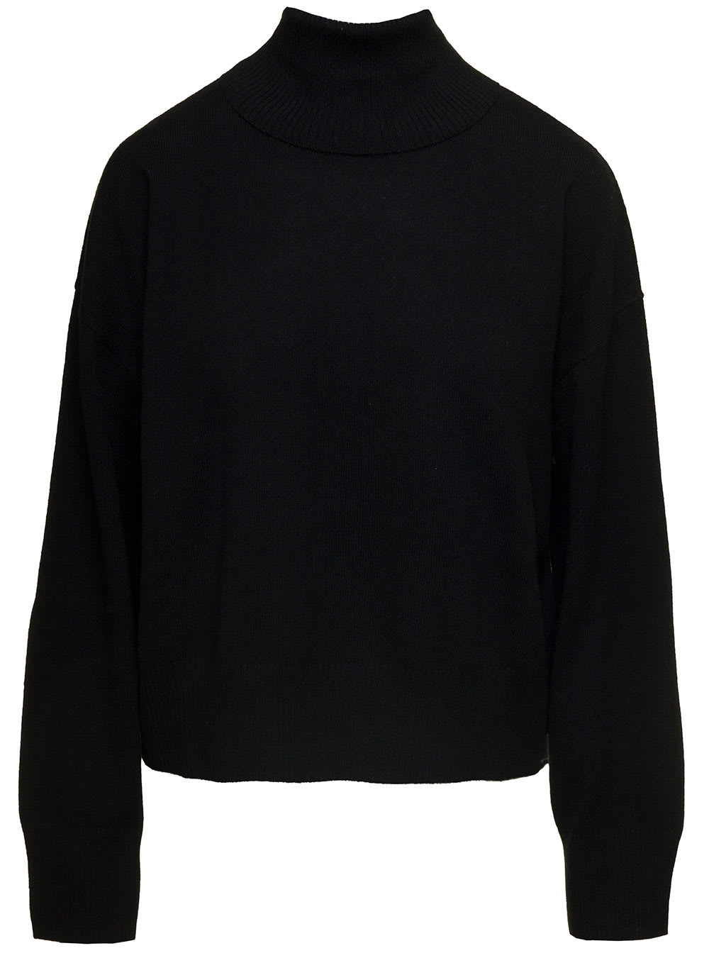 Shop P.a.r.o.s.h Black Mock Neck Sweatshirt With Long Sleeves In Cashmere Woman