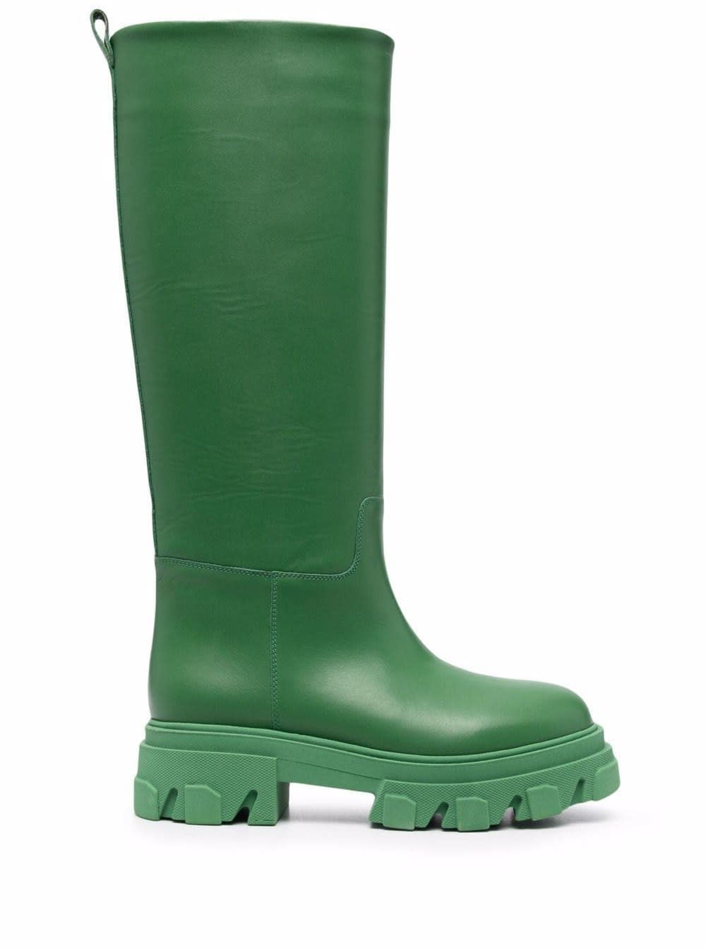 GIA BORGHINI Green Leather Boots With Logoed Sole