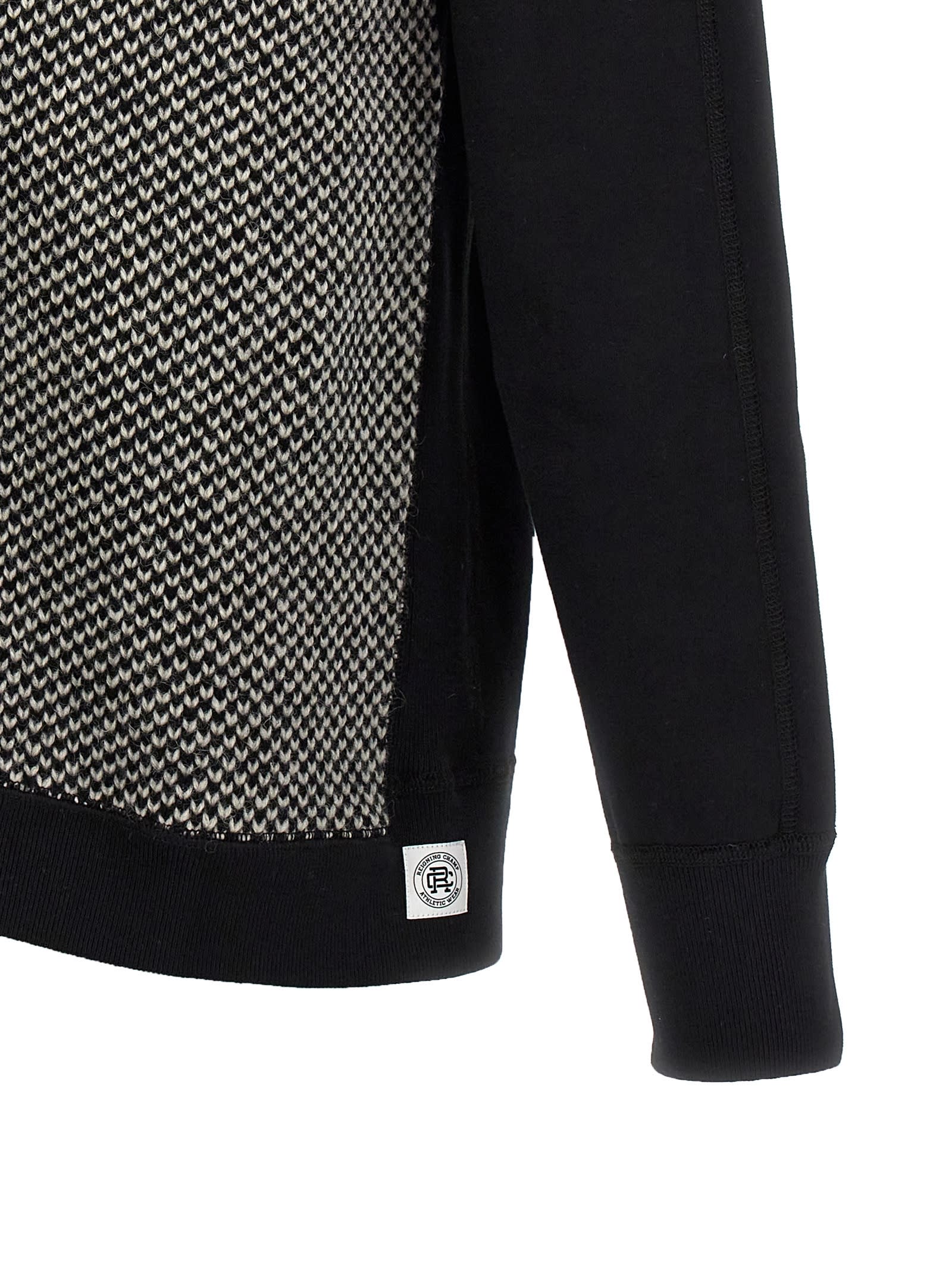 Junya Watanabe Cotton And Wool Hoodie In White/black