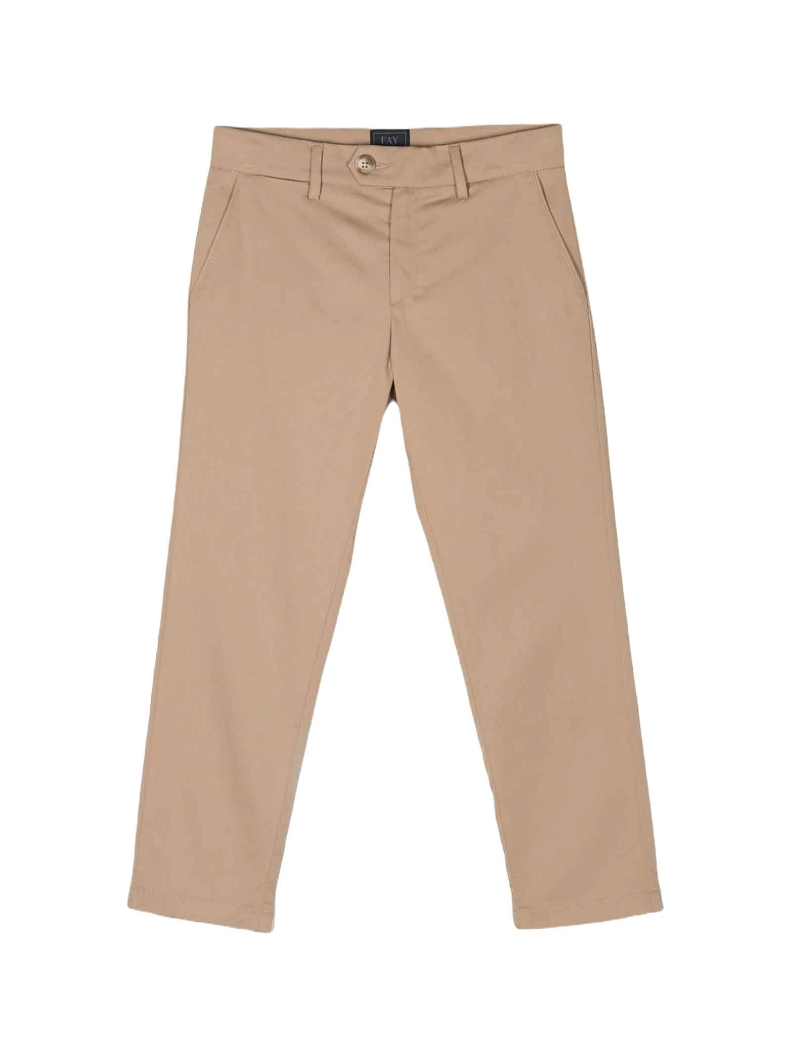 Fay Slim-cut Leg Chino Trousers In Beige