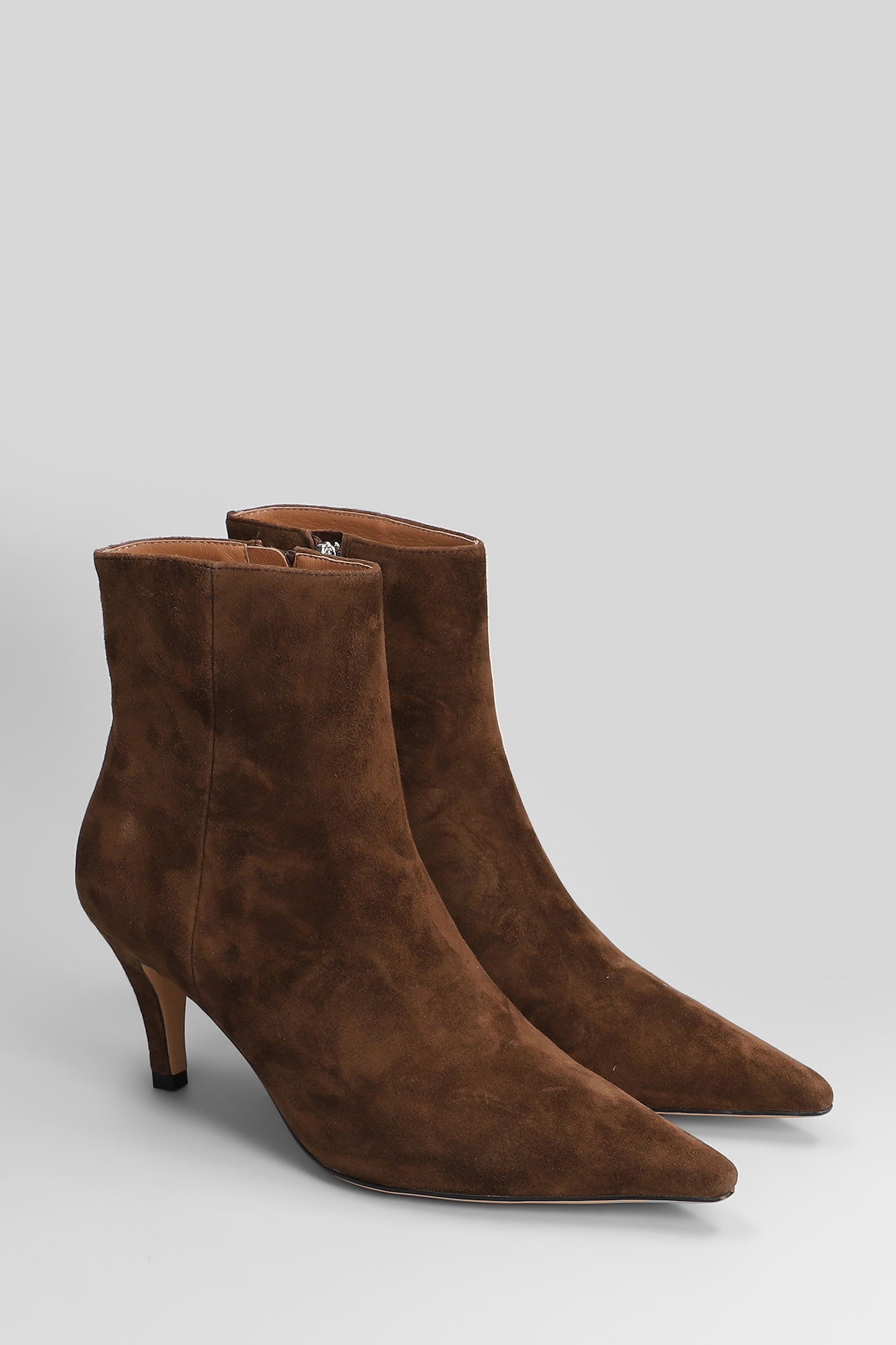 Lola Cruz High Heels Ankle Boots In Brown Suede In Brown