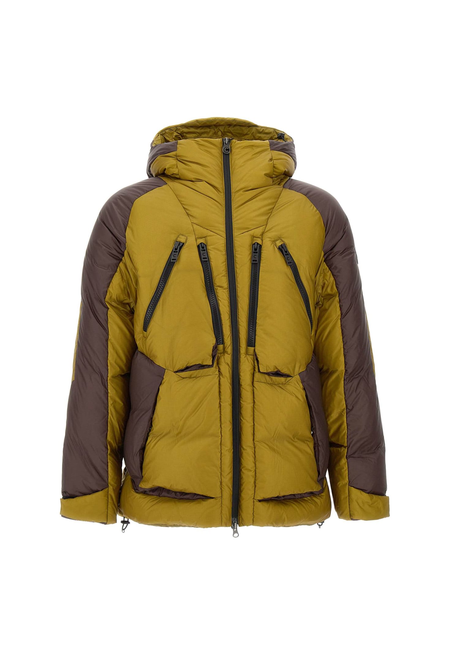 Colmar Two-tone Hooded Down Jacket In Yellow