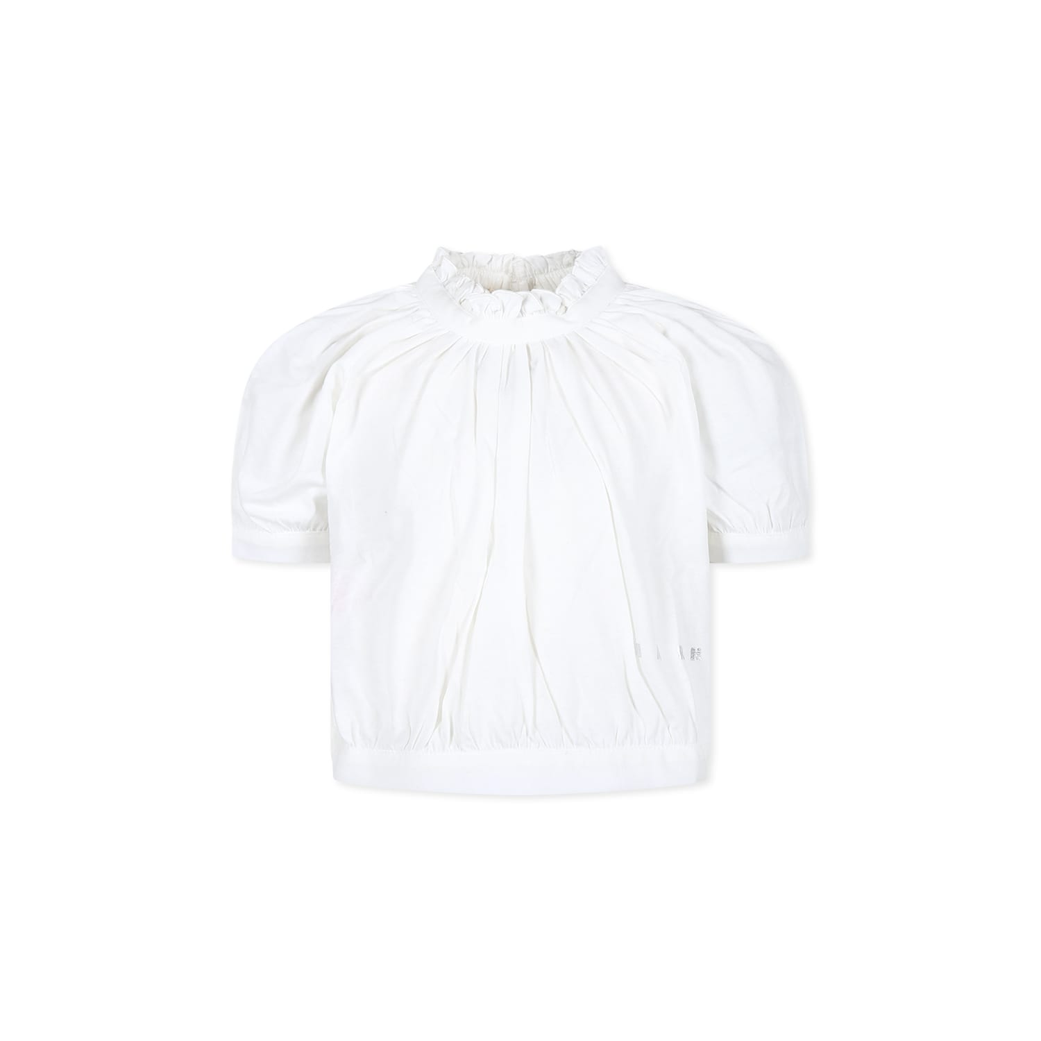 Marni Kids' White Crop Top For Girl With Logo