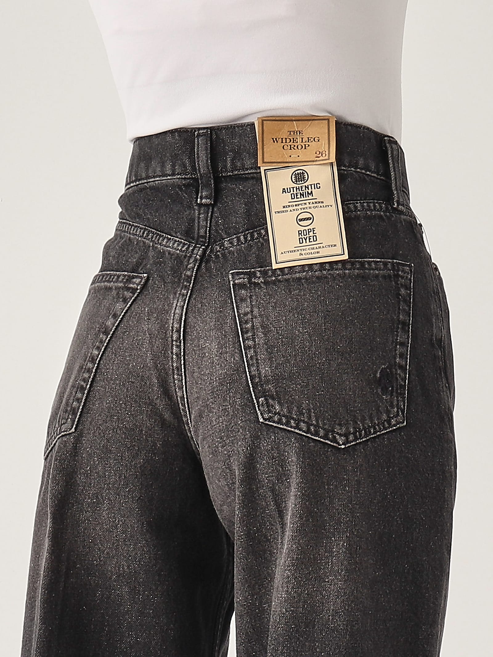 Shop Polo Ralph Lauren Wide Crop Straight Cropped Jeans In Antracite