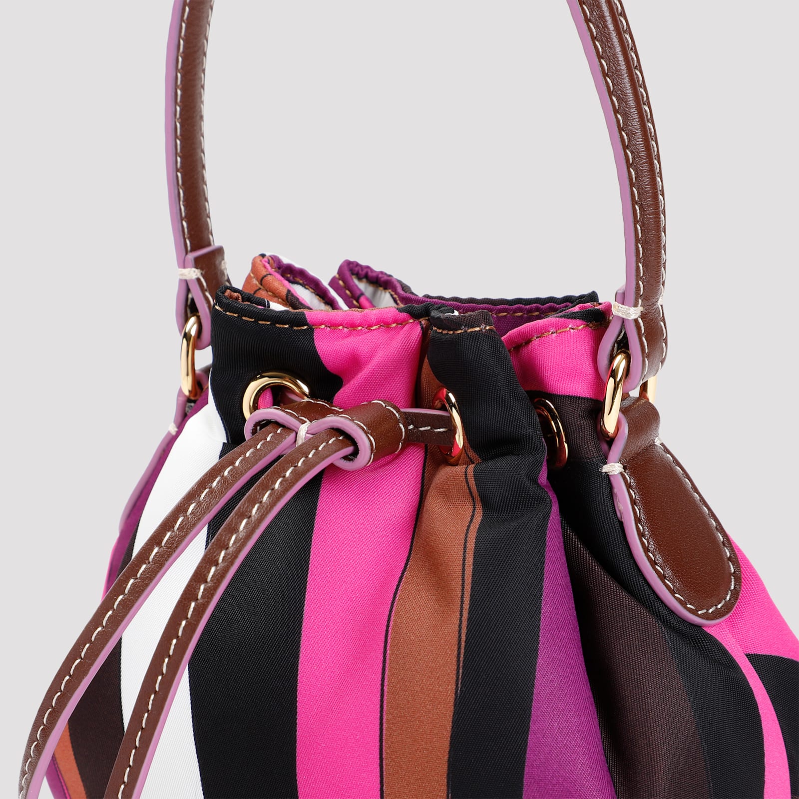 Shop Pucci Drawstring Pouch Bag Small In Fuxia Marrone