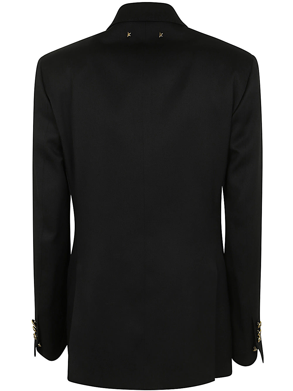 Shop Golden Goose Double Breasted Blazer In Light Dry Wool Gabardine In Black