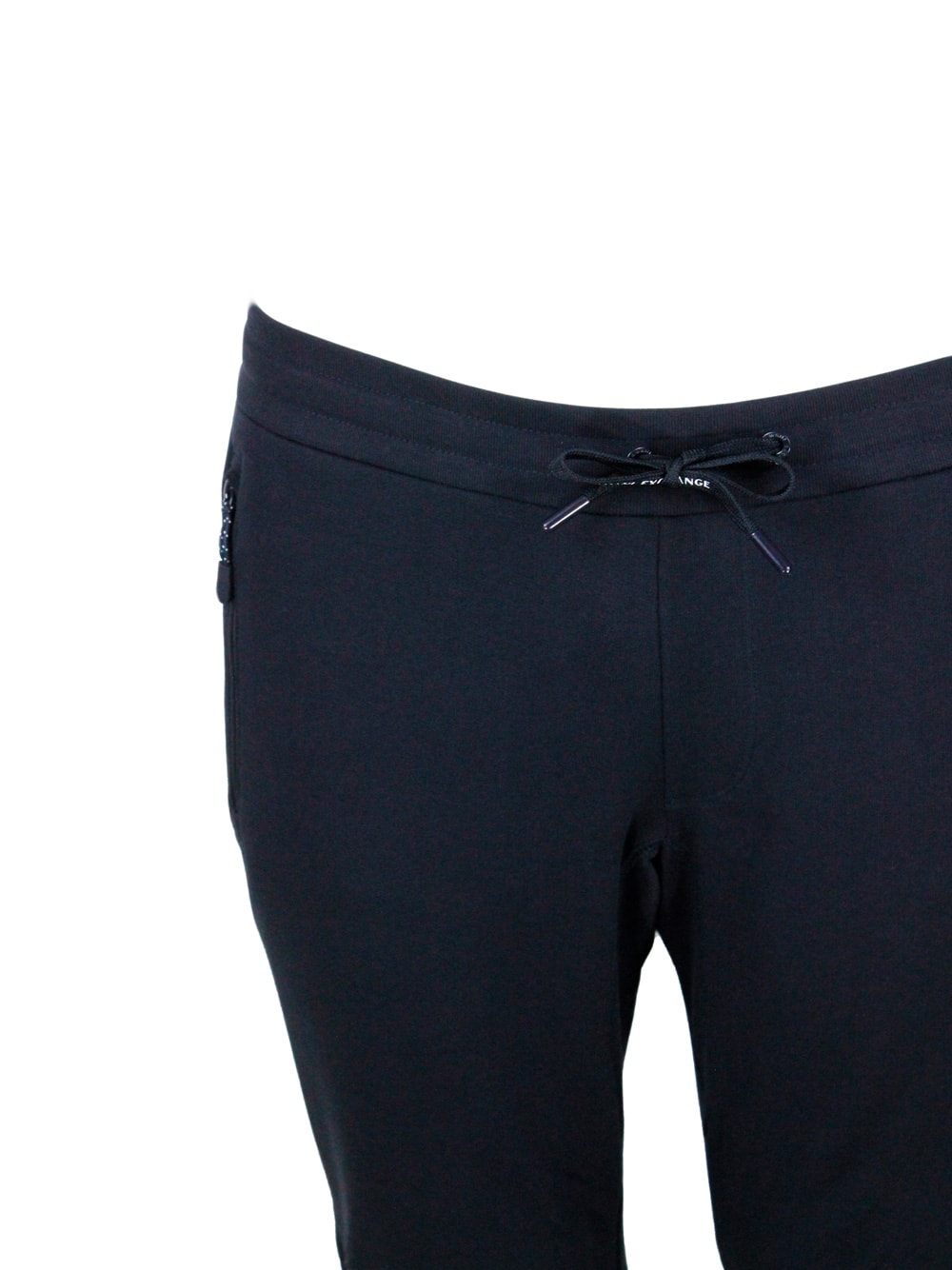 Shop Armani Collezioni Cotton Fleece Jogging Trousers With Drawstring At The Waist And Cuff At The Bottom In Blu