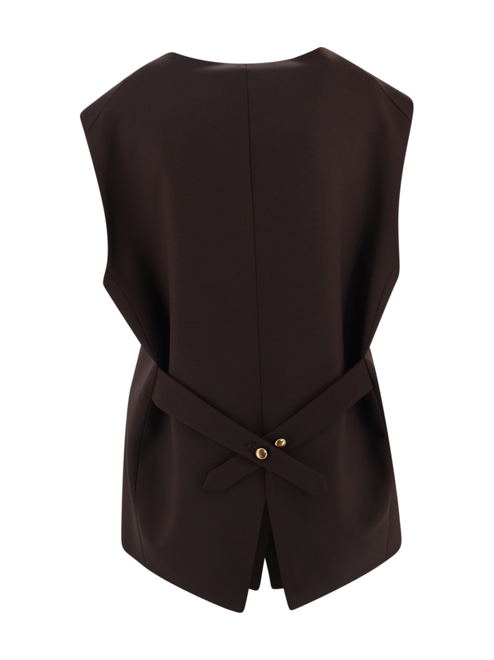 P.a.r.o.s.h Virgin Wool Vest With Gold Button In Brown