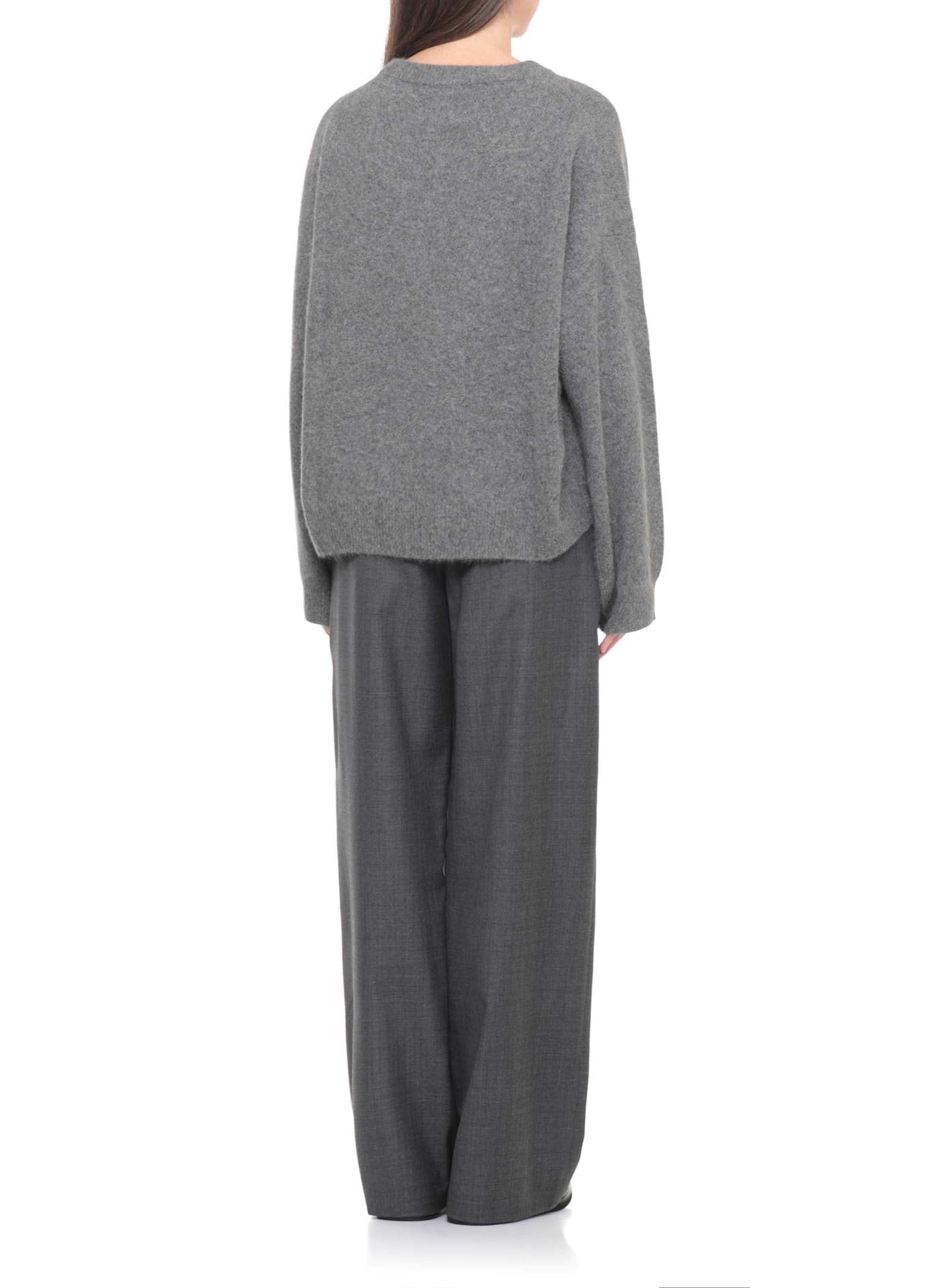 Loulou Studio Soft Virgin Wool Crew Neck Sweater In Gray
