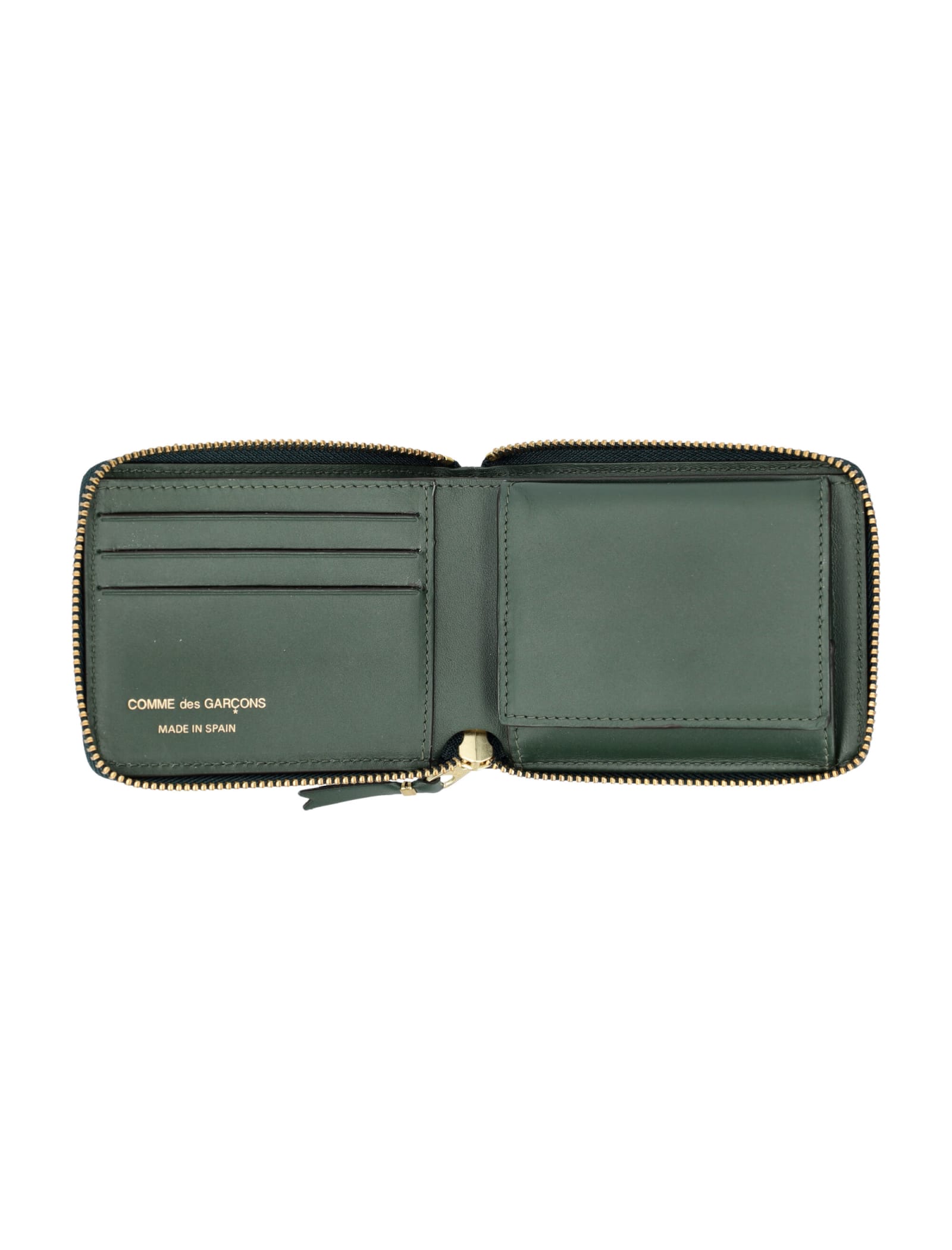 Shop Comme Des Garçons Small Zip Around Wallet In Bottle Green