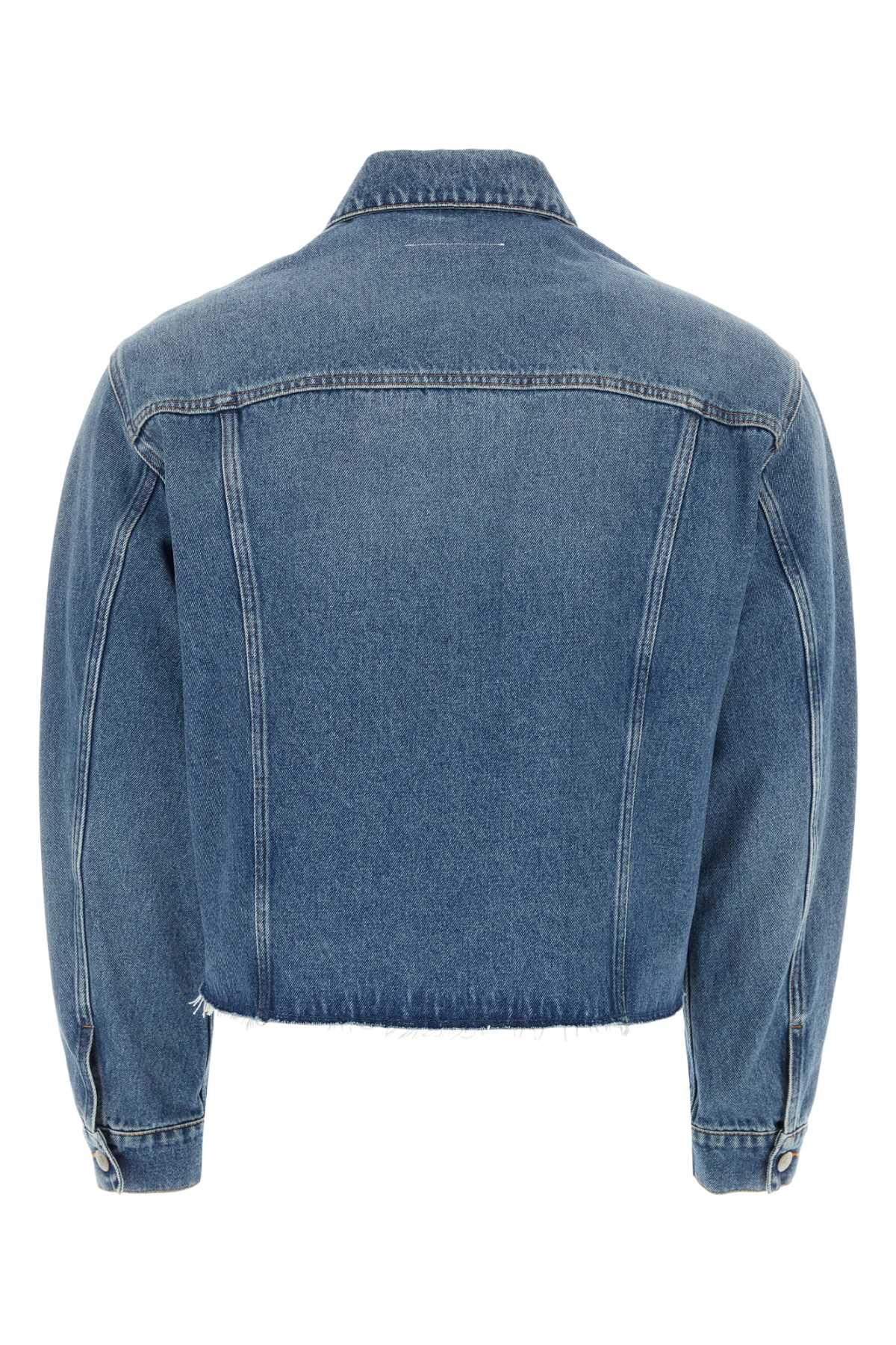 Shop Mm6 Maison Margiela Denim Jacket In Lightblue