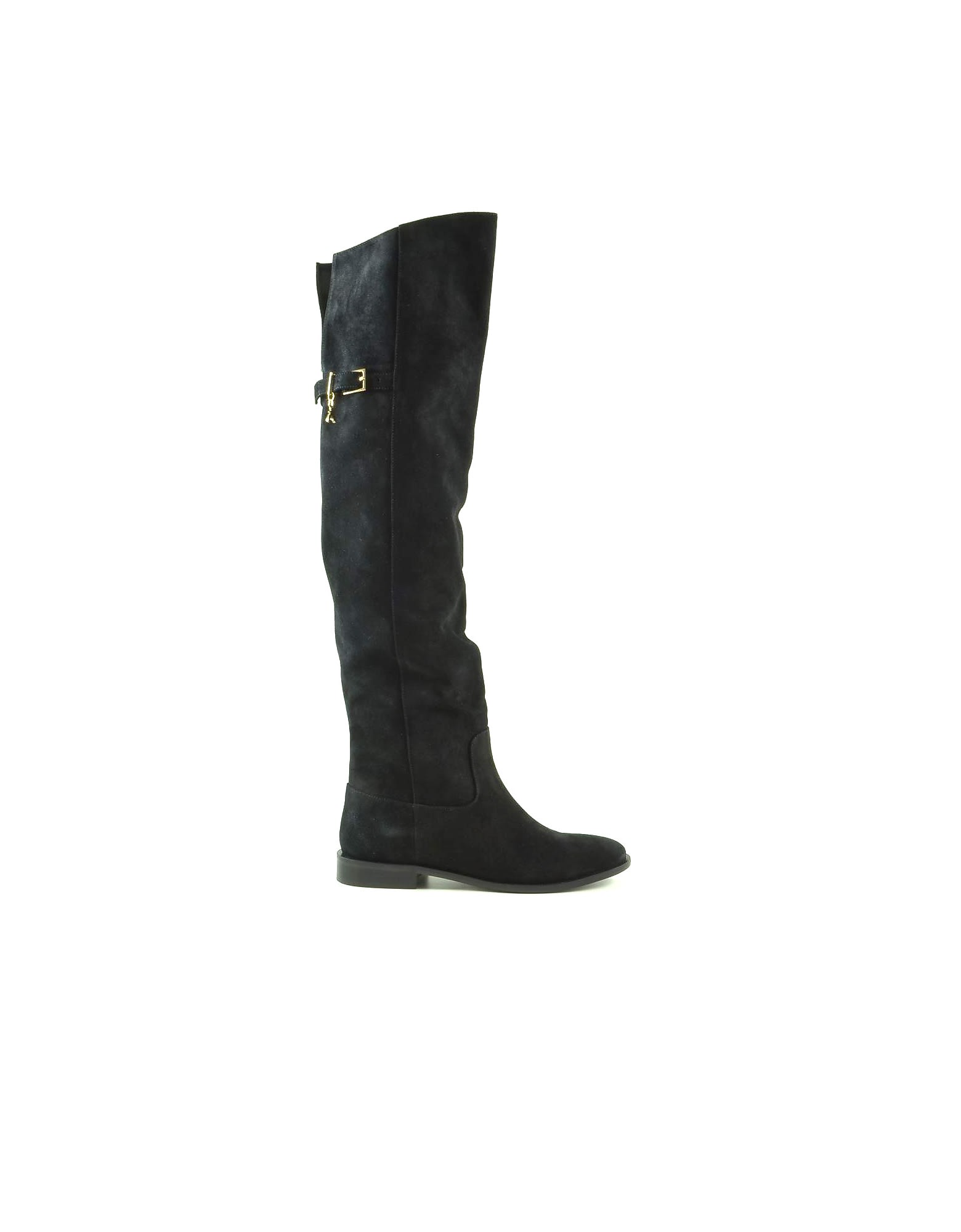 Patrizia Pepe Black Suede Over-the-knee Cuissardes Boots