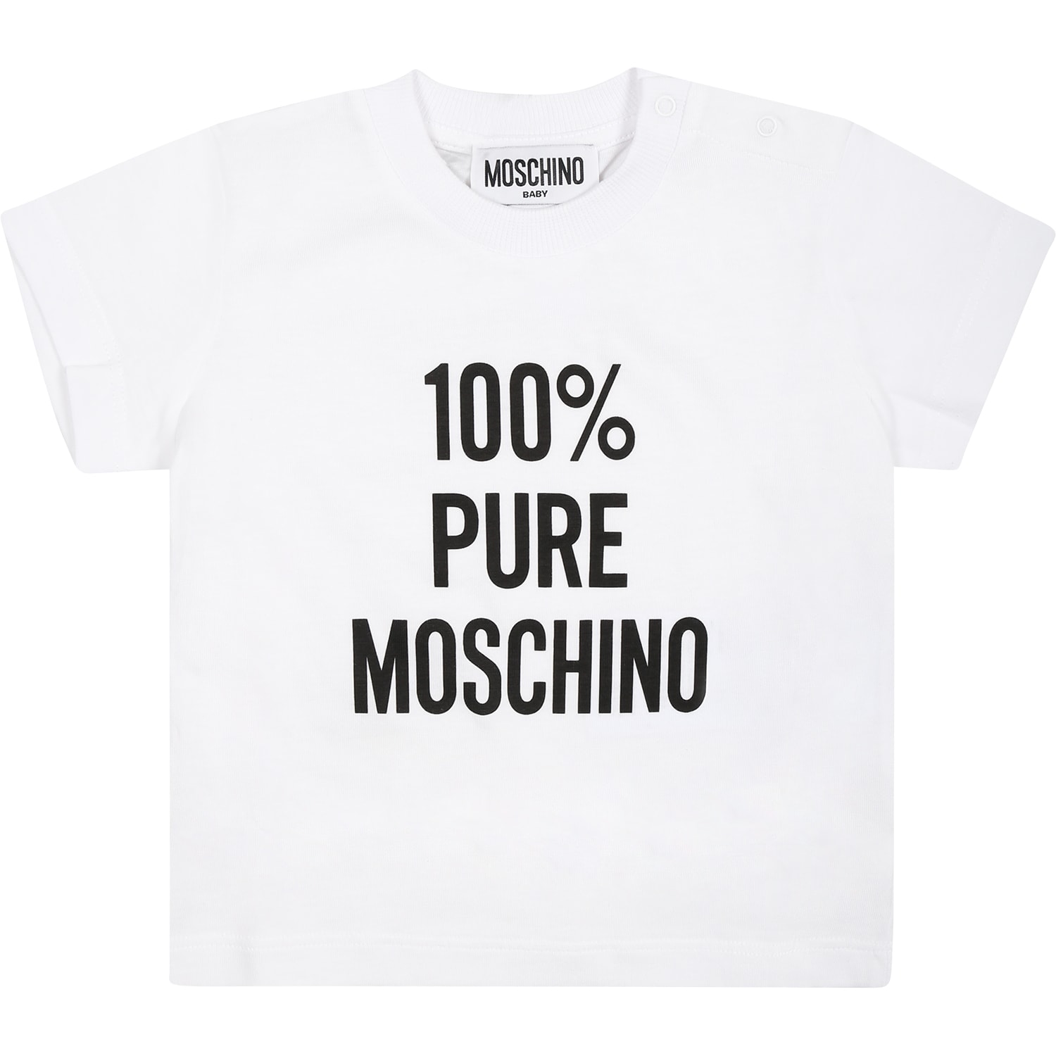 Moschino Kids' White T-shirt For Babies With Print In Bianco