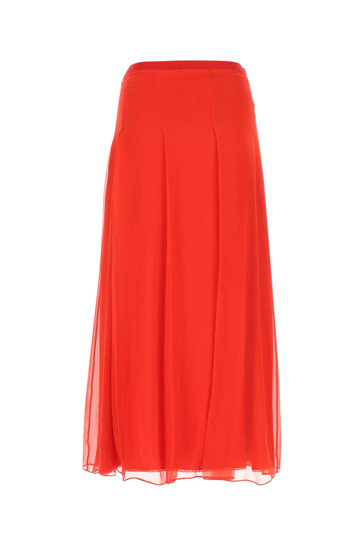 Shop Gucci Red Voile Skirt In 6490