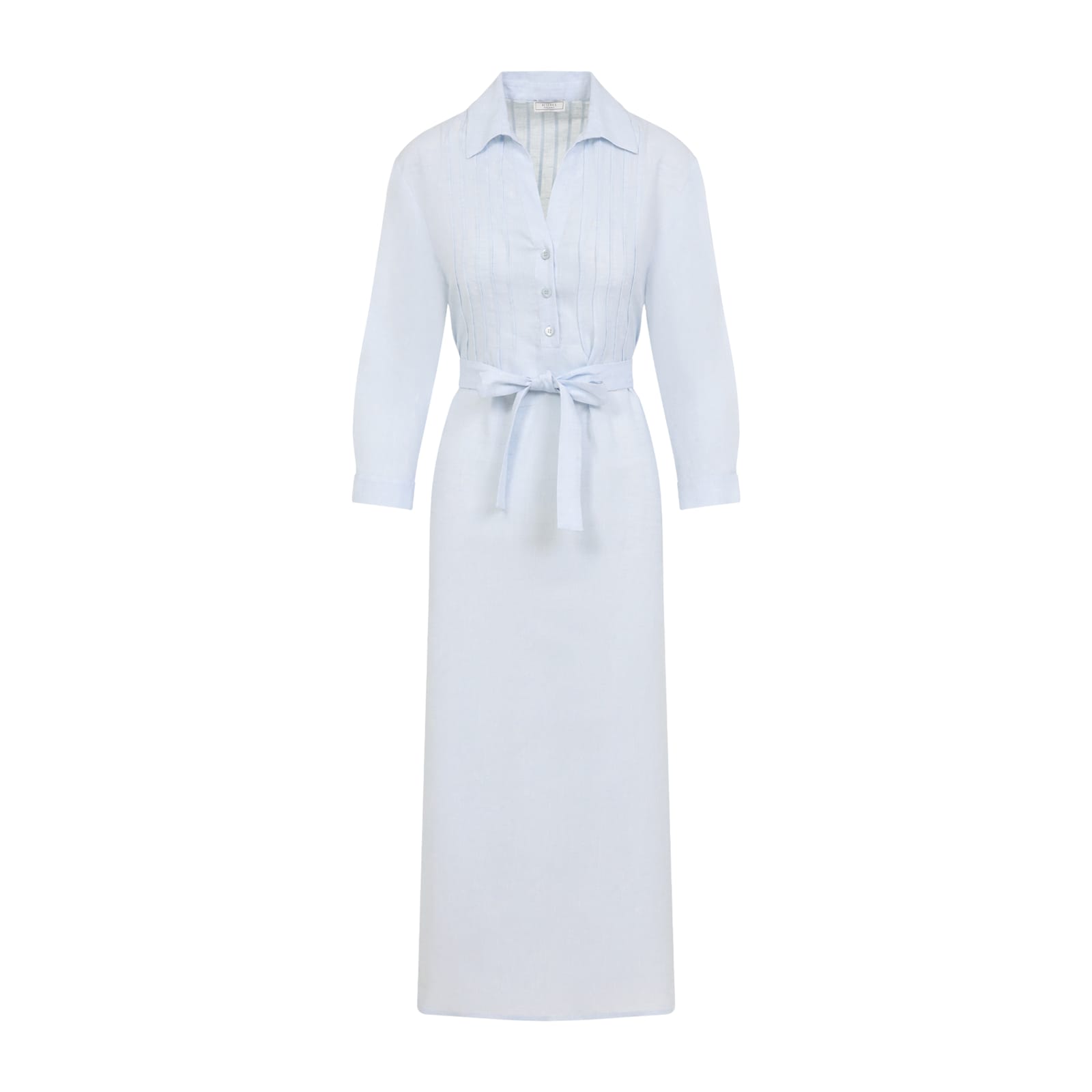 Peserico Chemisier Linen Midi Shirt Dress In Azzurro