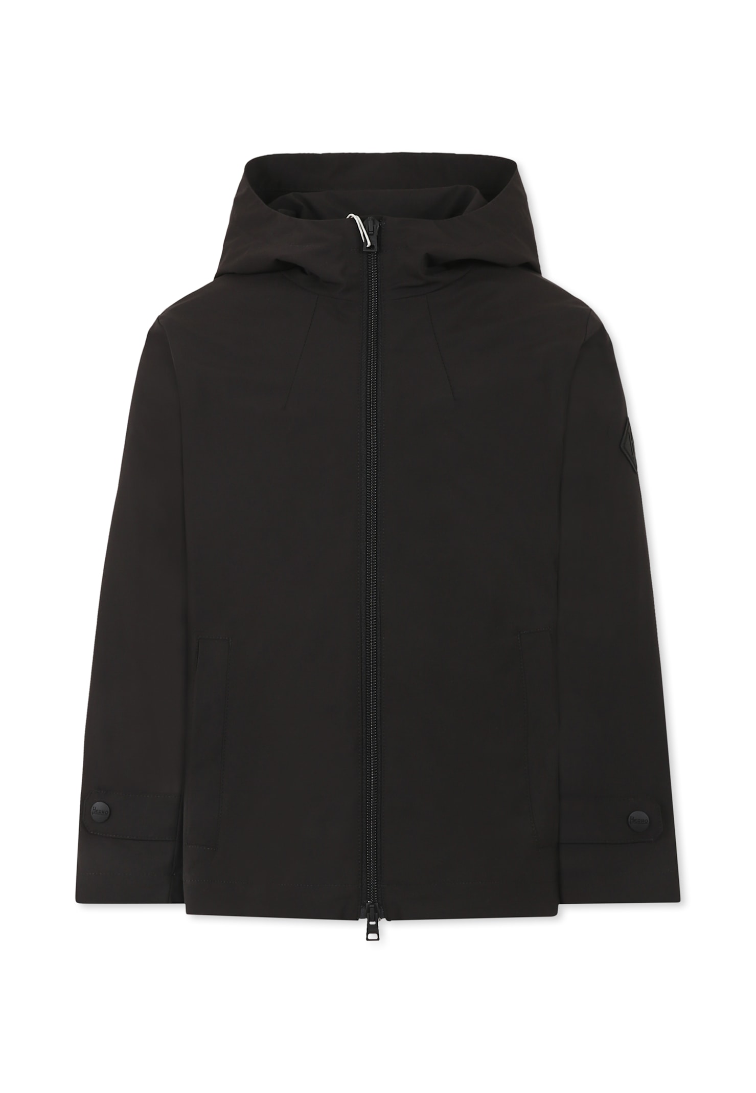 Shop Herno Black Windbreaker Jacket For Boy