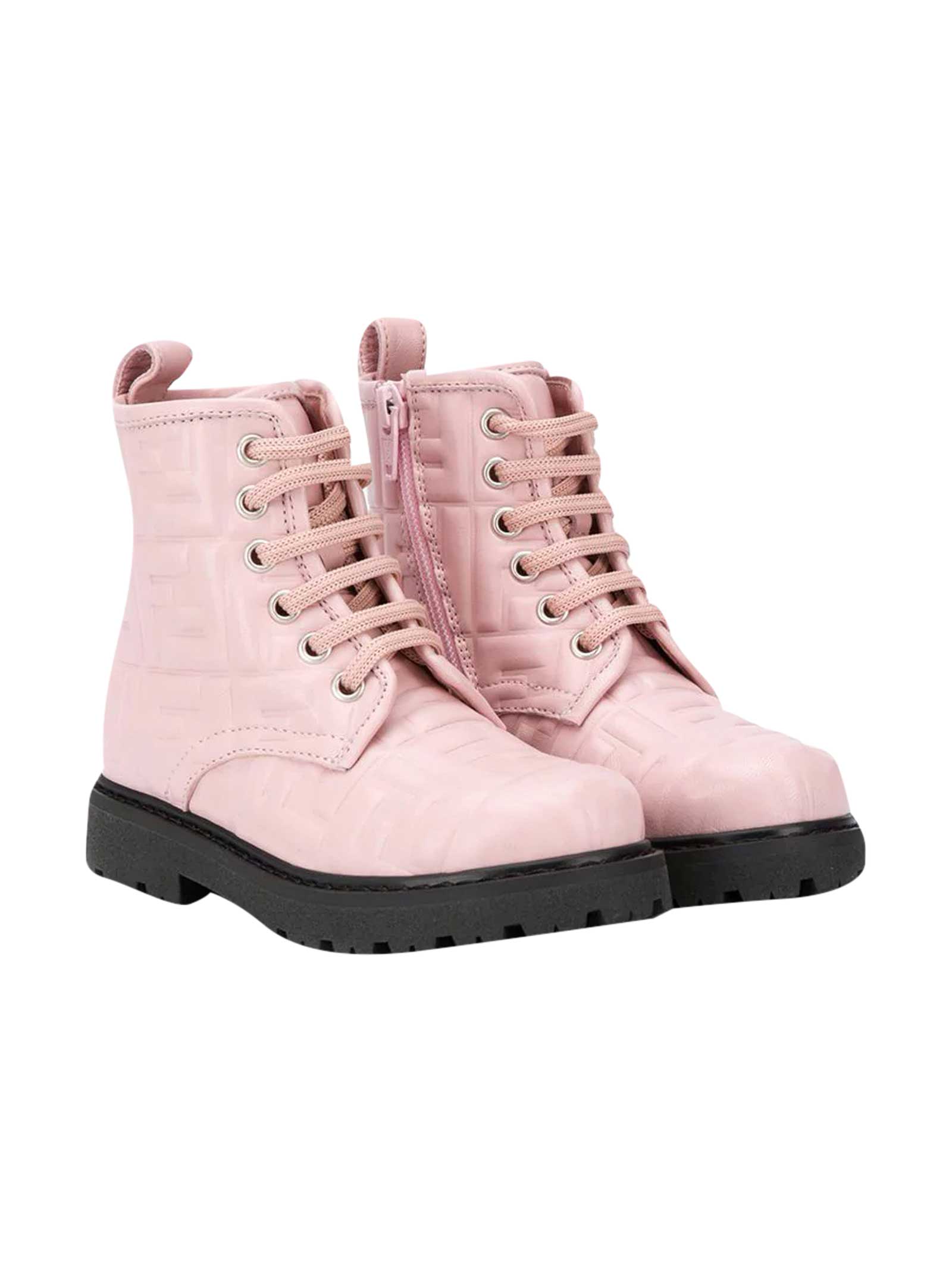 Fendi Pink Lace-up Boots
