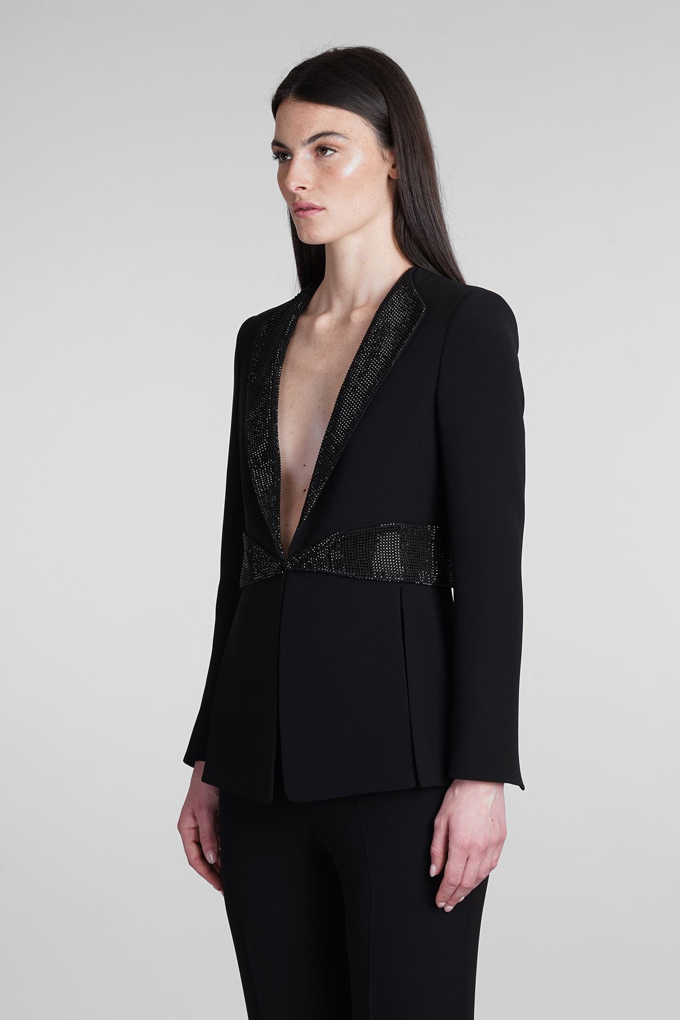 Shop Giorgio Armani Blazer In Black Silk