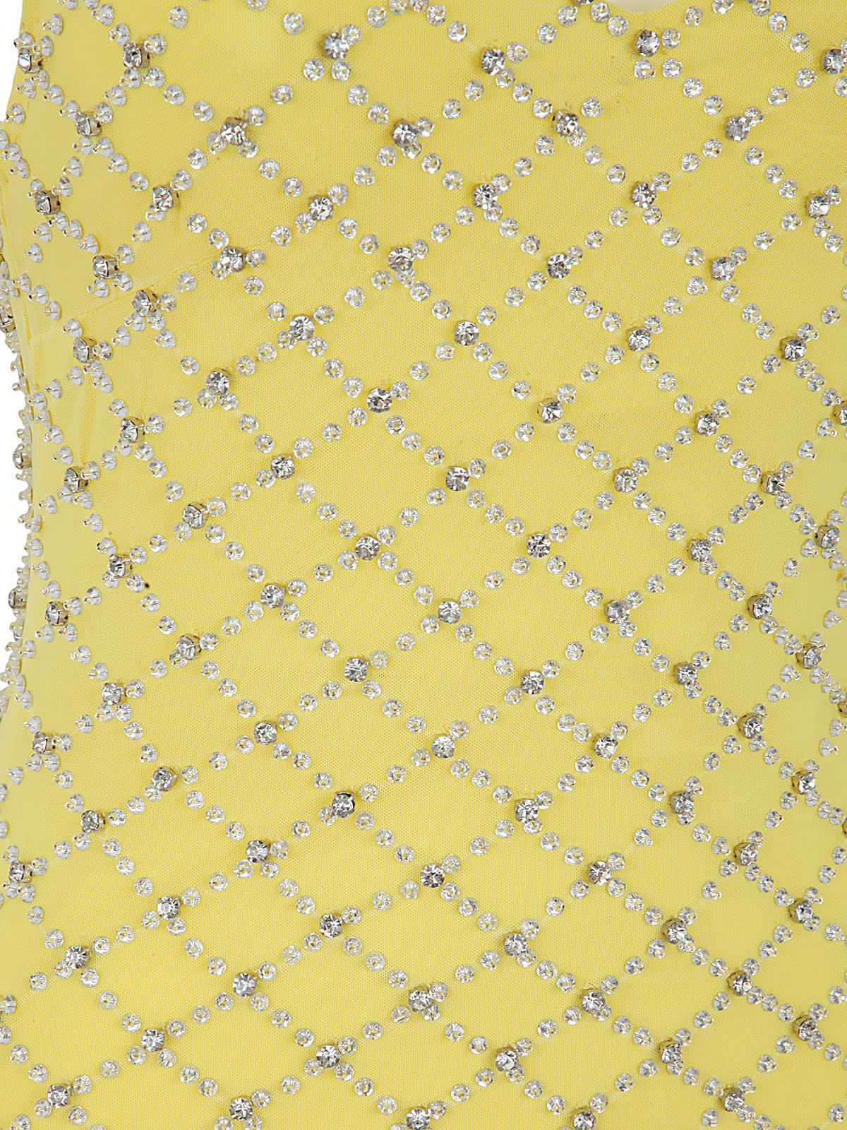 Shop P.a.r.o.s.h Polyester With Crystal Dress In Light Yellow Pattern
